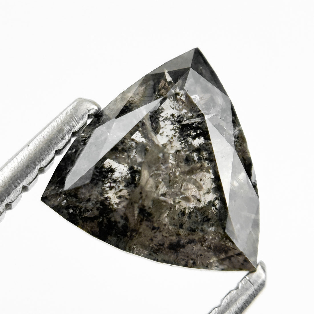 1.35 Ct Triangle Rose Cut Grey Natural Salt and Pepper Diamond