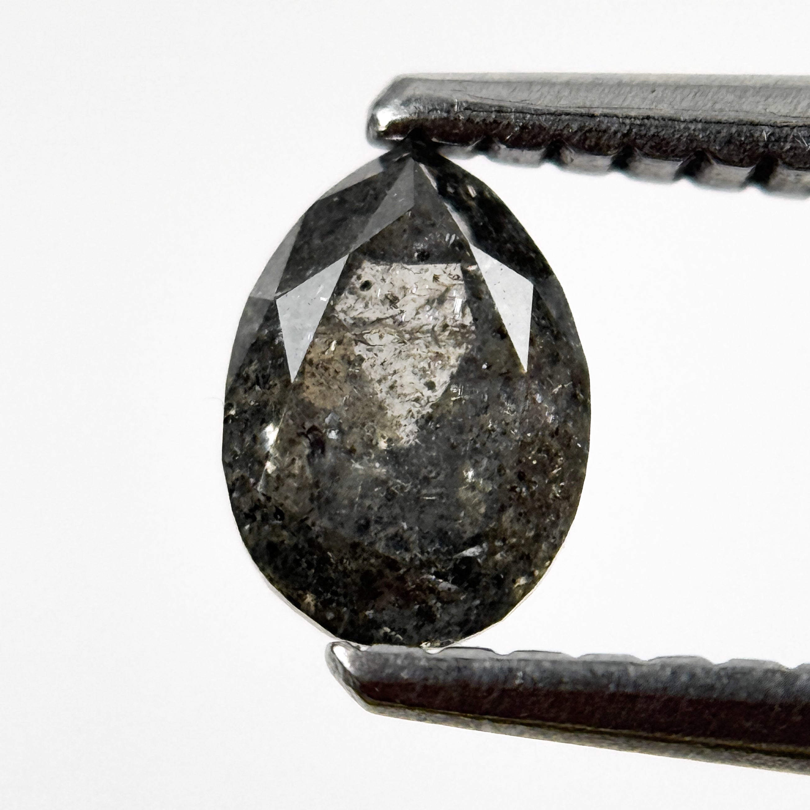 0.57 Ct Pear Rose Cut Grey Natural Galaxy Diamond