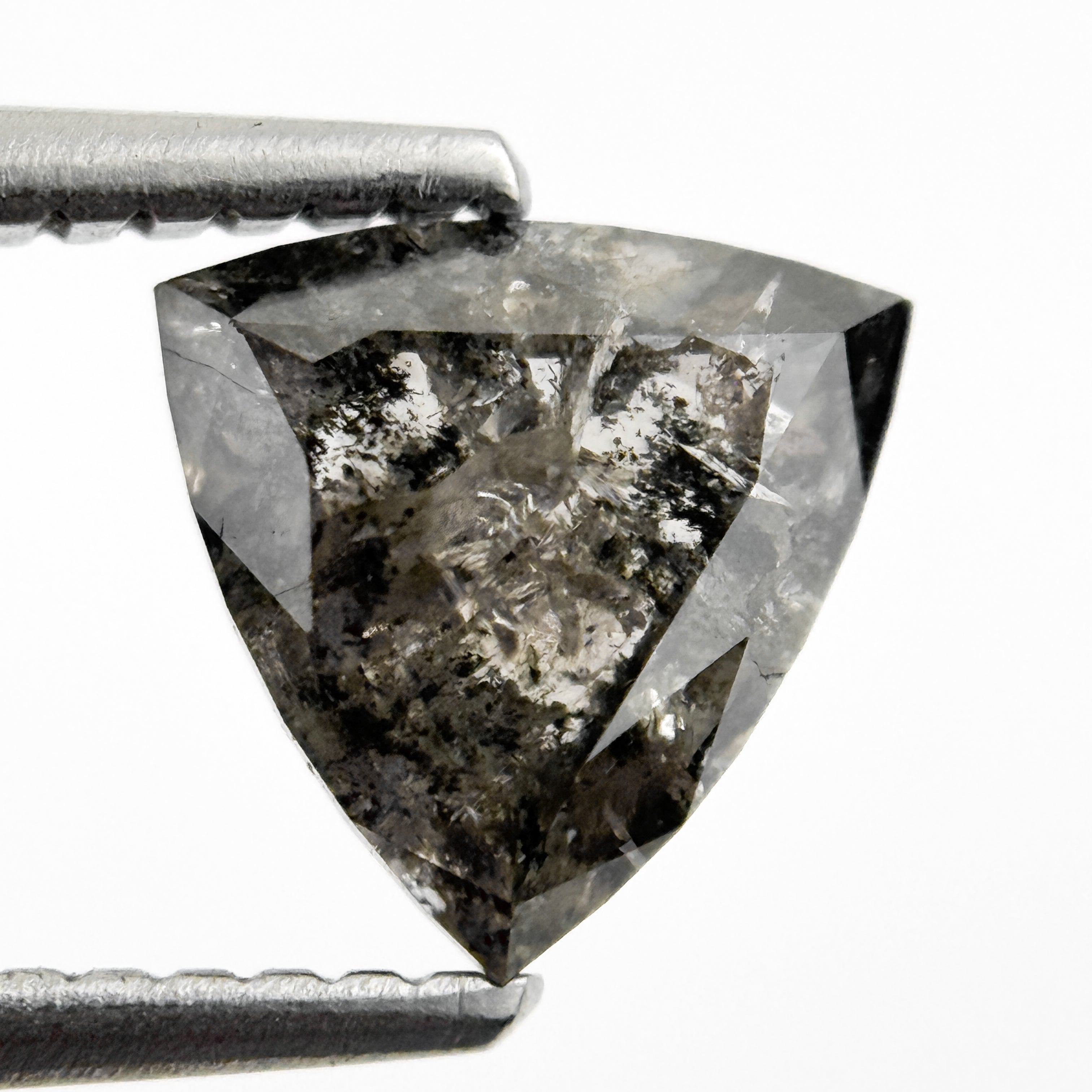 1.35 Ct Triangle Rose Cut Grey Natural Salt and Pepper Diamond