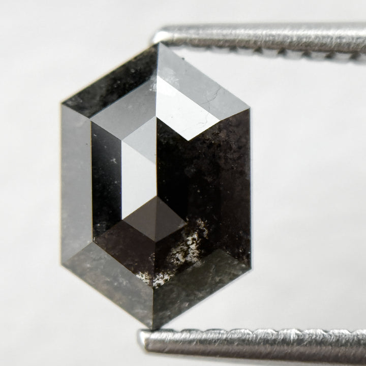 1.74 Ct Hexagon Rose Cut Grey Natural Salt and Pepper Diamond