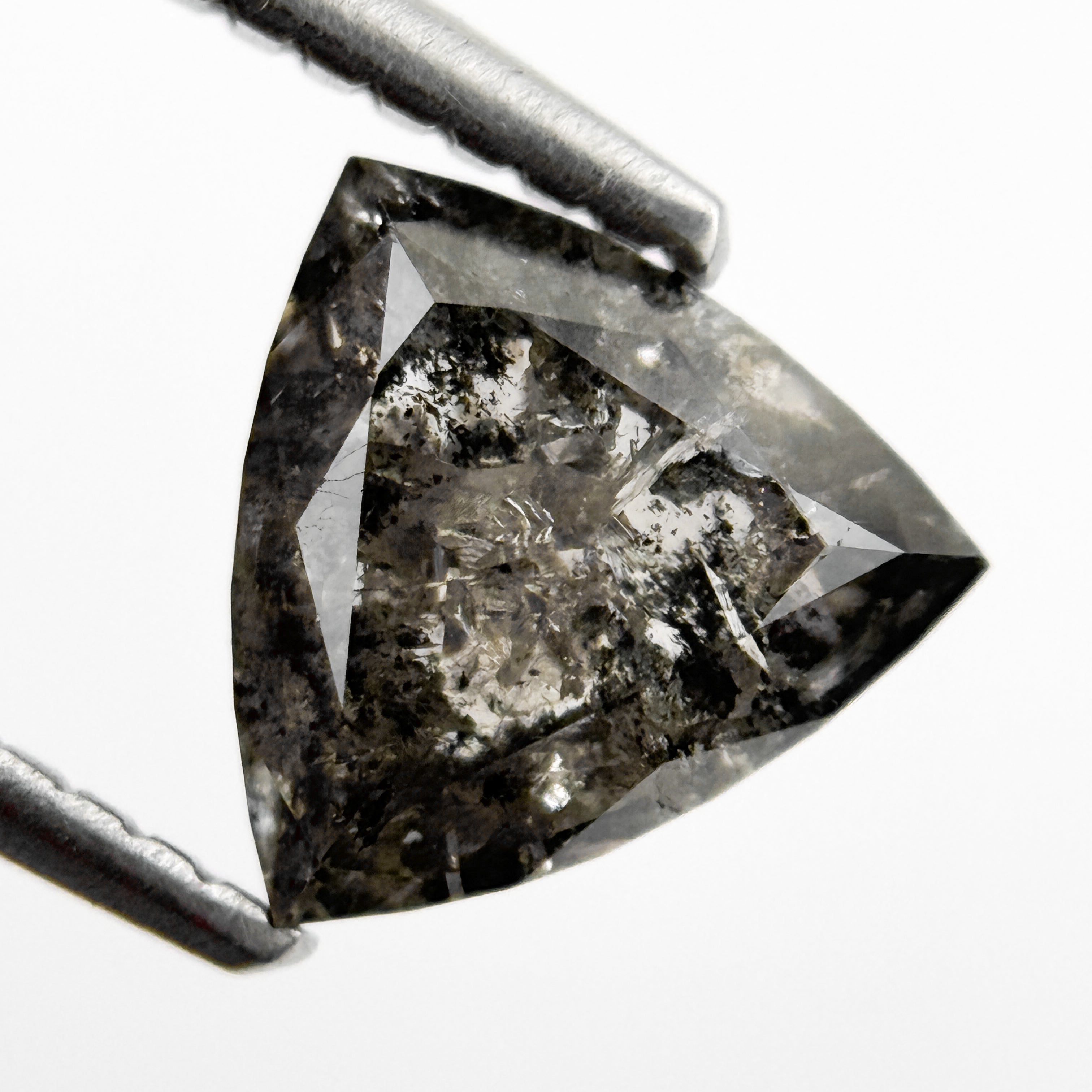 1.35 Ct Triangle Rose Cut Grey Natural Salt and Pepper Diamond