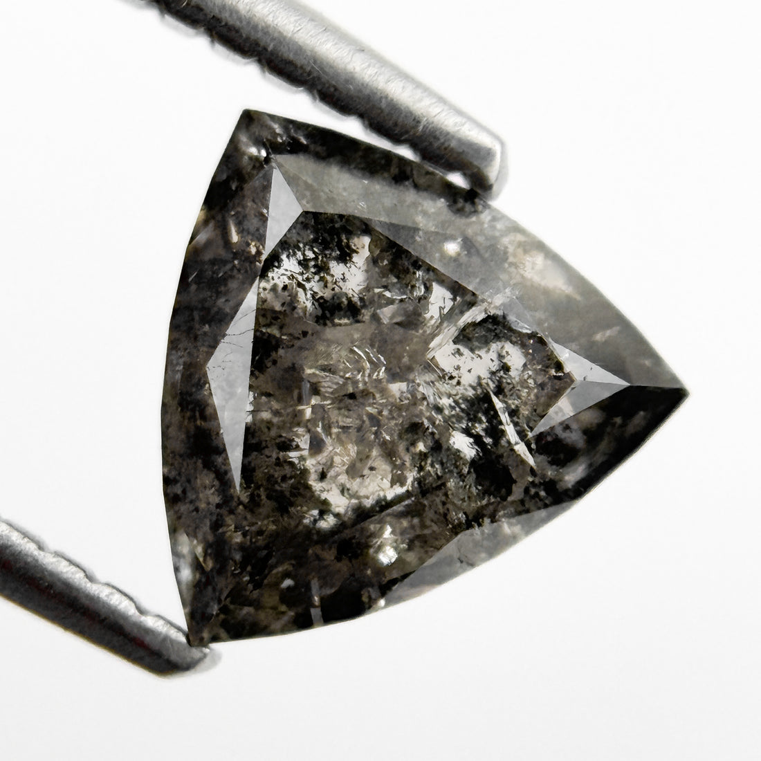 1.35 Ct Triangle Rose Cut Grey Natural Salt and Pepper Diamond
