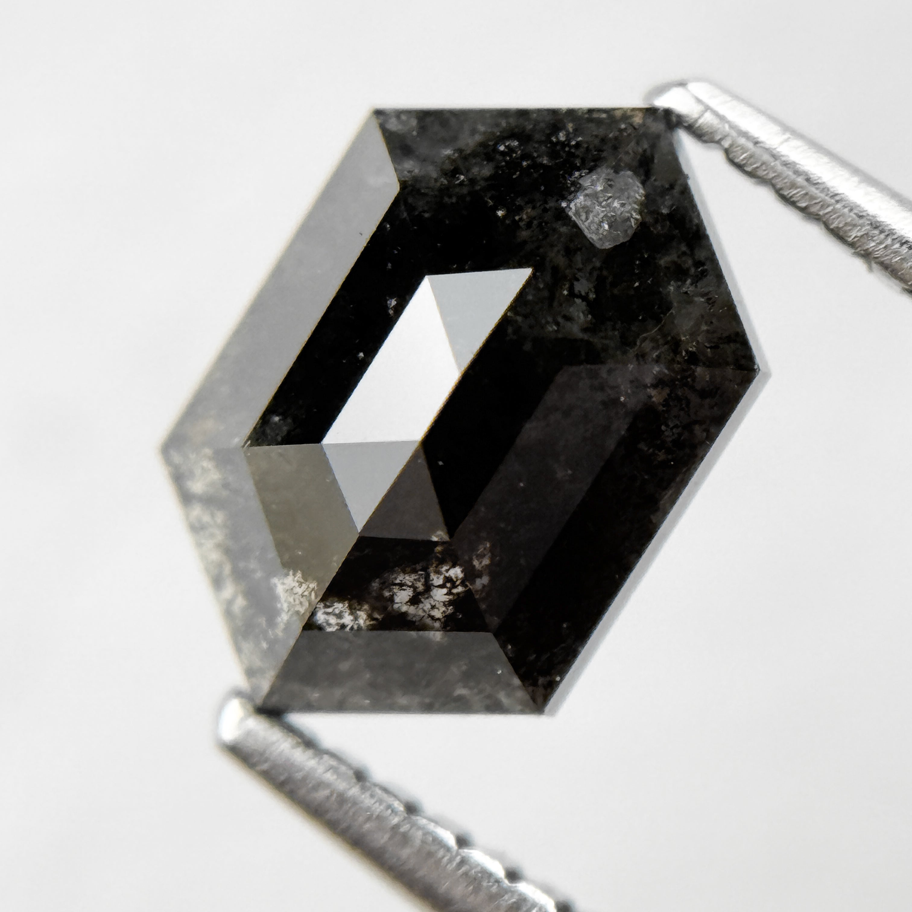 1.74 Ct Hexagon Rose Cut Grey Natural Salt and Pepper Diamond