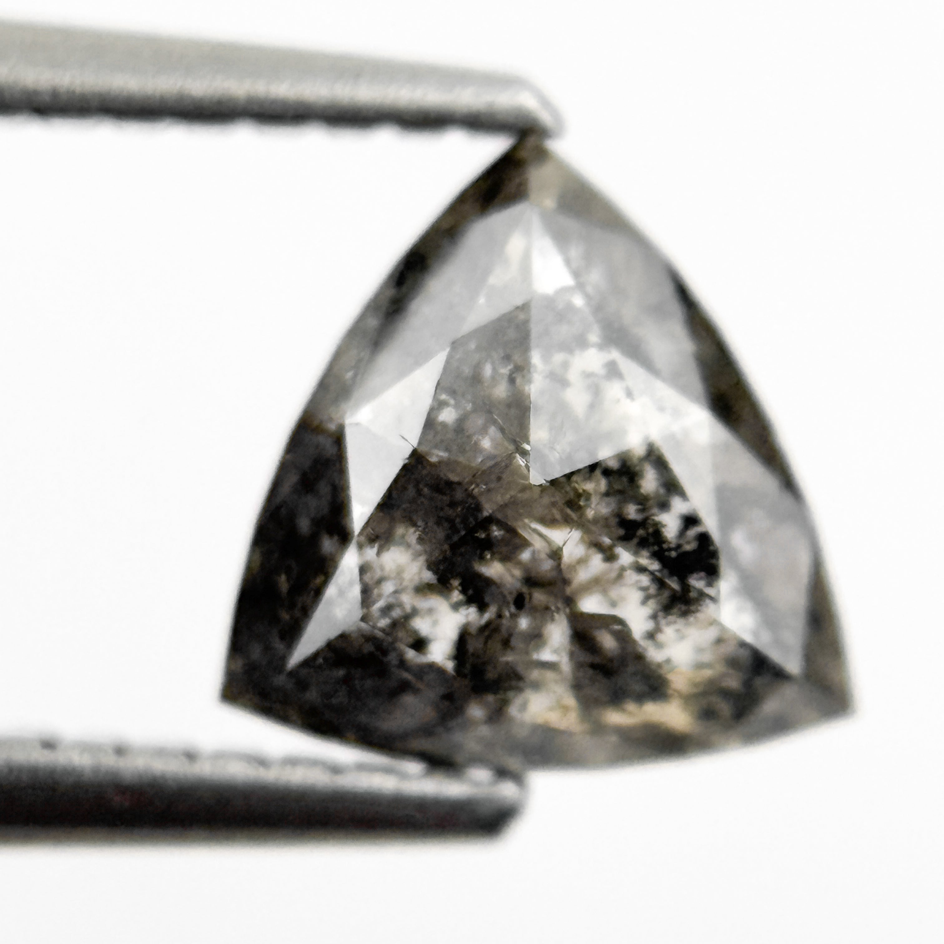 1.35 Ct Triangle Rose Cut Grey Natural Salt and Pepper Diamond