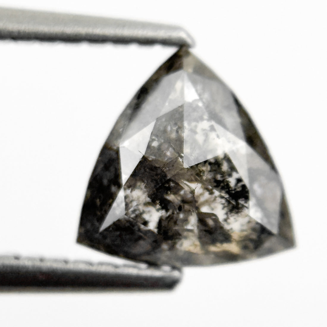 1.35 Ct Triangle Rose Cut Grey Natural Salt and Pepper Diamond