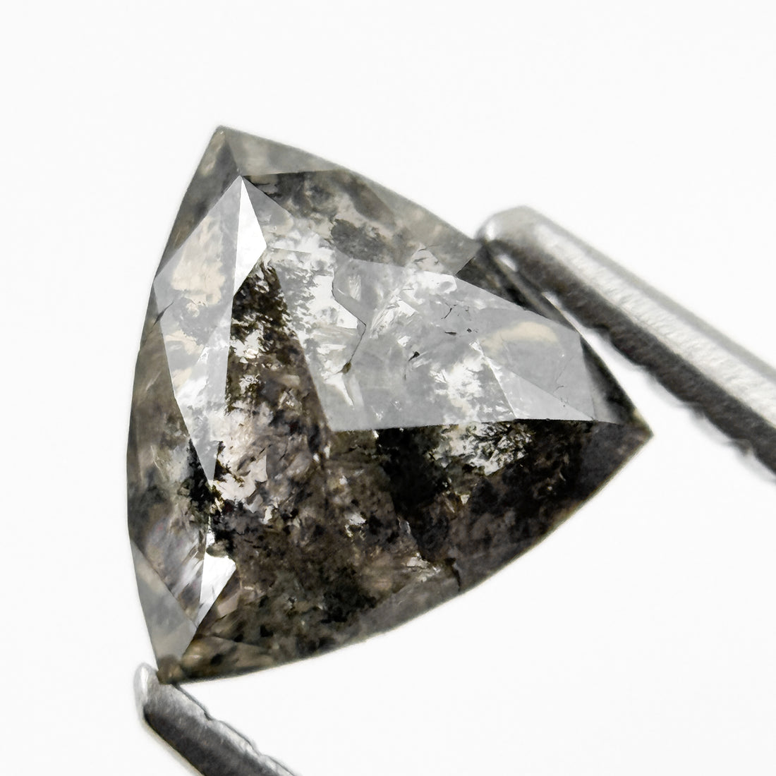 1.35 Ct Triangle Rose Cut Grey Natural Salt and Pepper Diamond