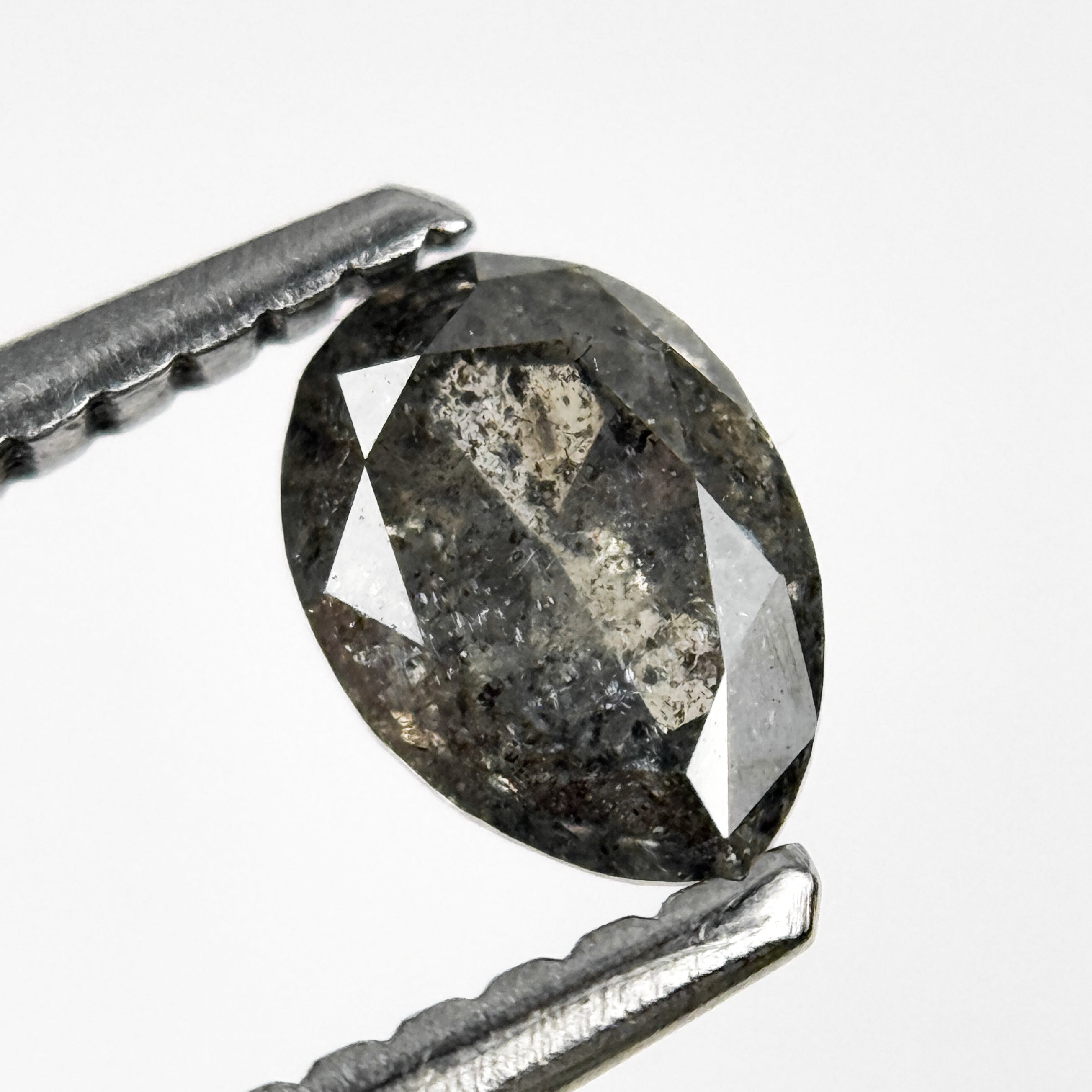 0.57 Ct Pear Rose Cut Grey Natural Galaxy Diamond