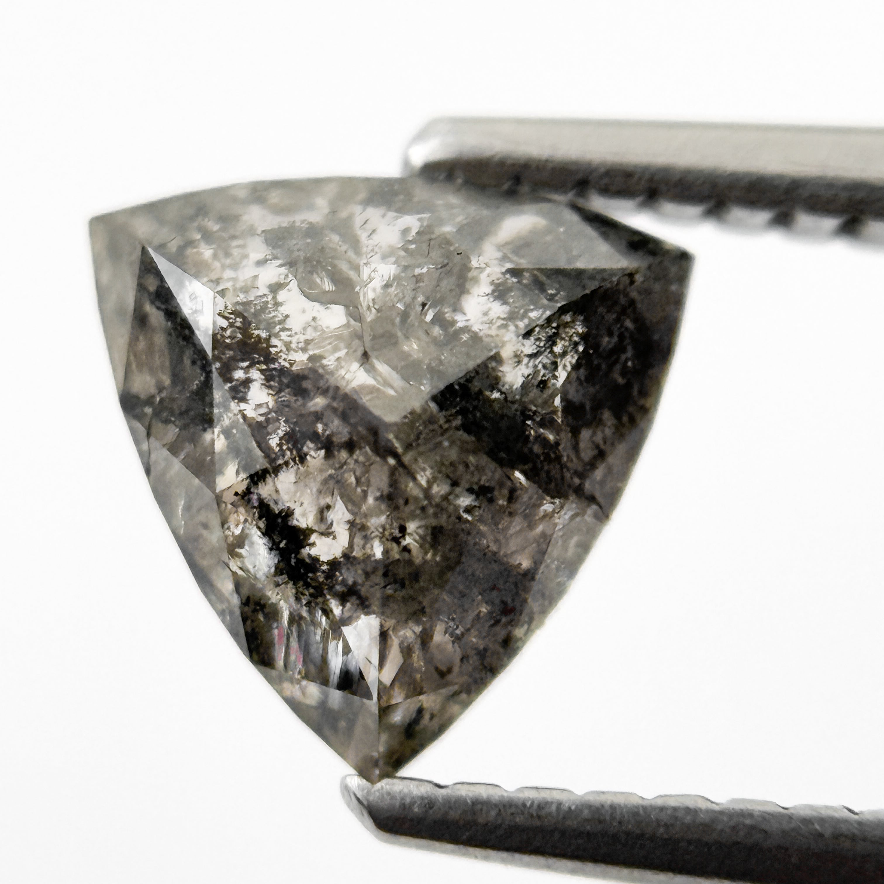 1.35 Ct Triangle Rose Cut Grey Natural Salt and Pepper Diamond