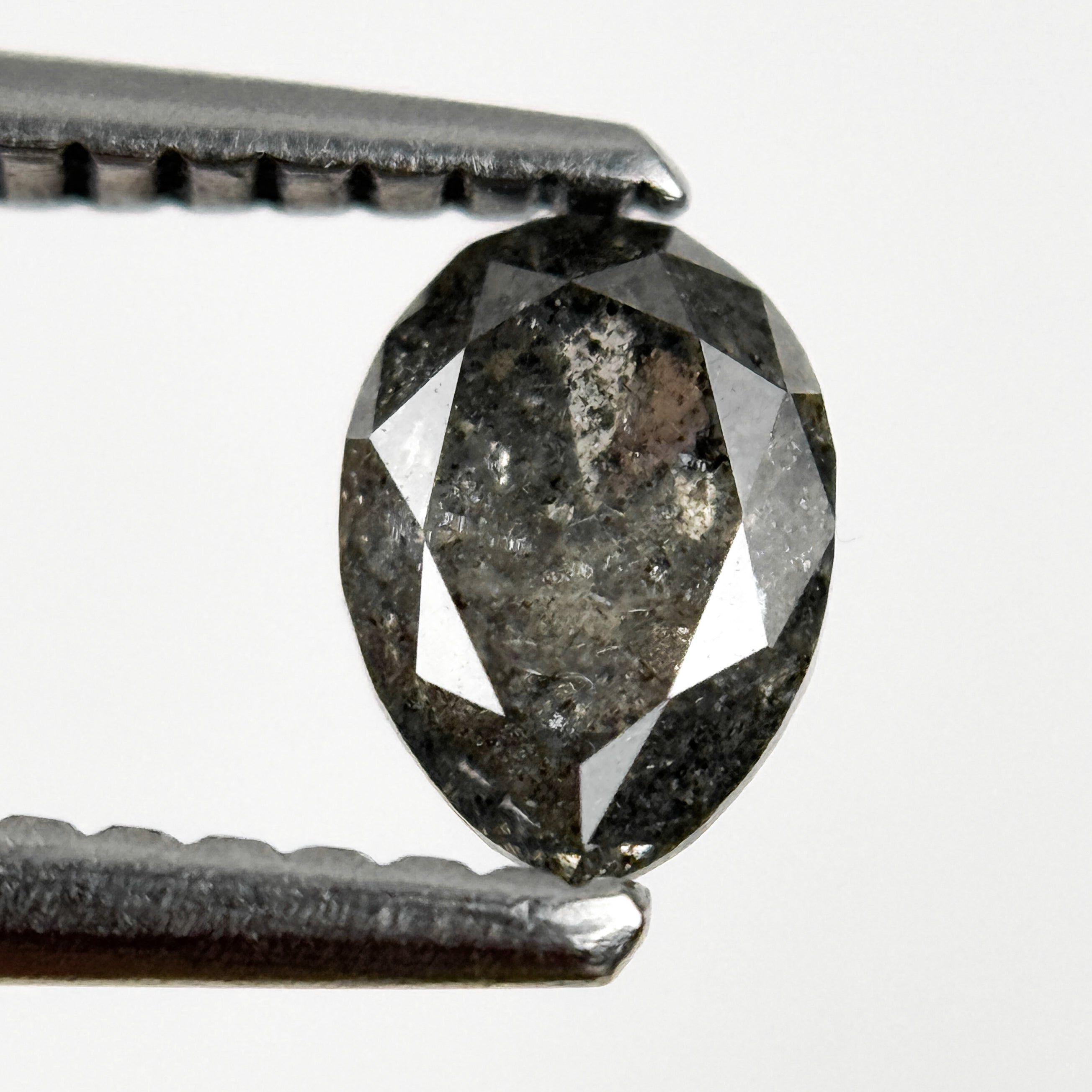 0.57 Ct Pear Rose Cut Grey Natural Galaxy Diamond