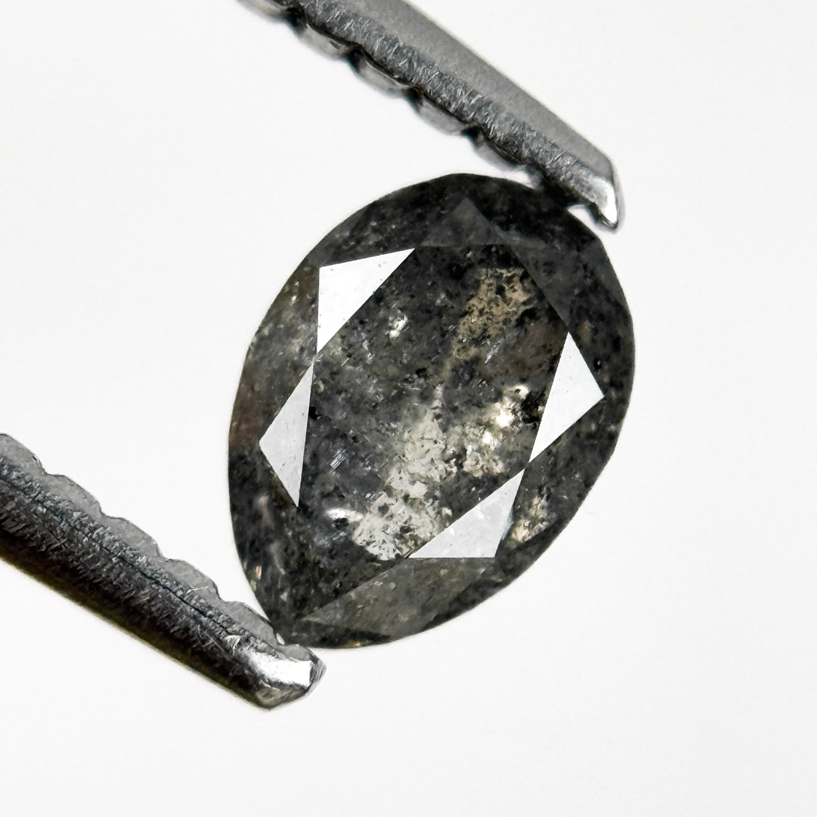 0.57 Ct Pear Rose Cut Grey Natural Galaxy Diamond
