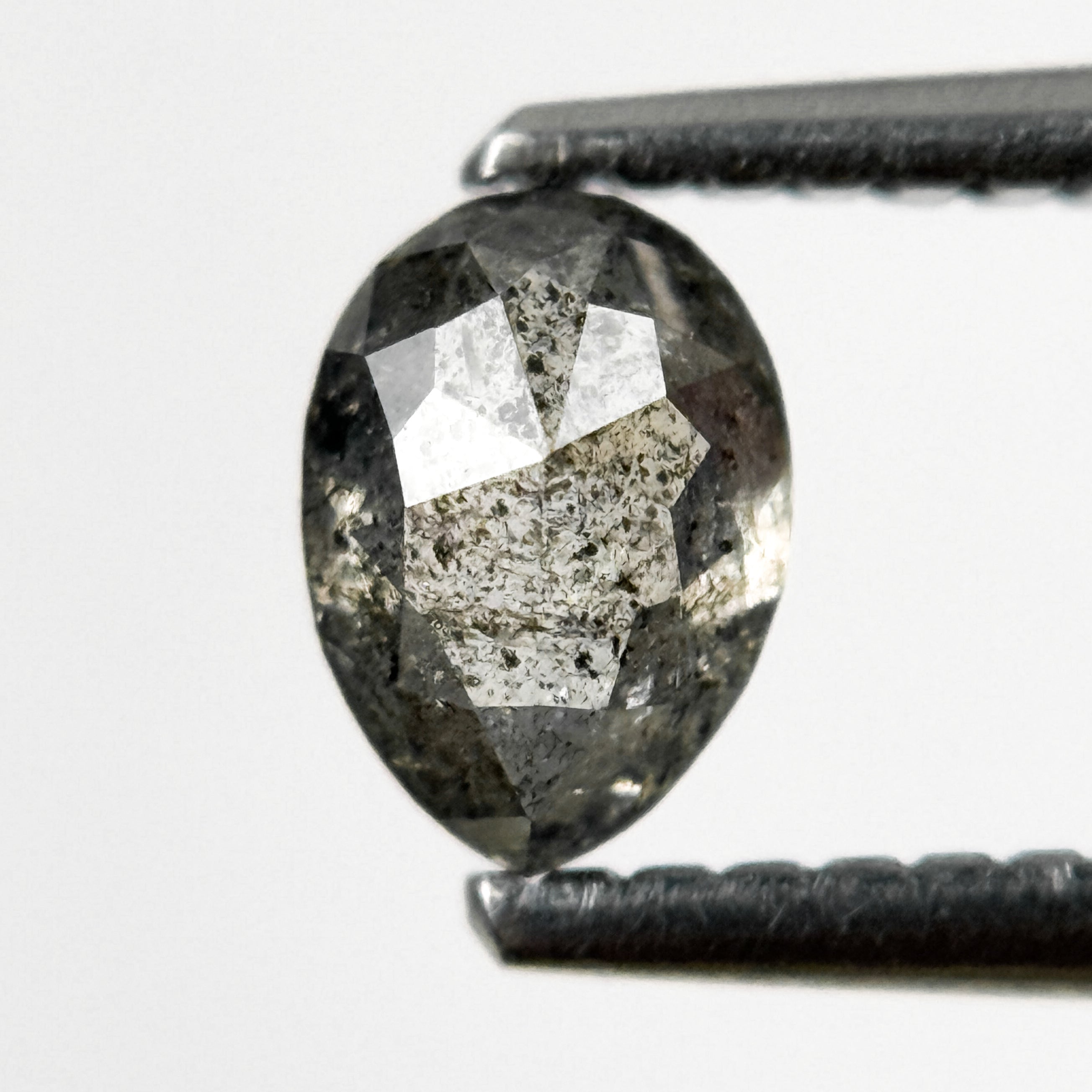 0.57 Ct Pear Rose Cut Grey Natural Galaxy Diamond
