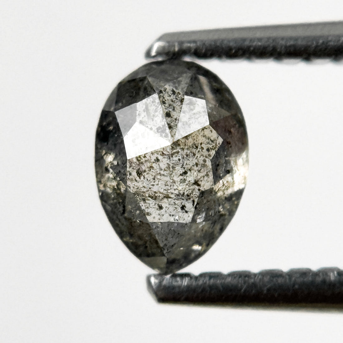 0.57 Ct Pear Rose Cut Grey Natural Galaxy Diamond