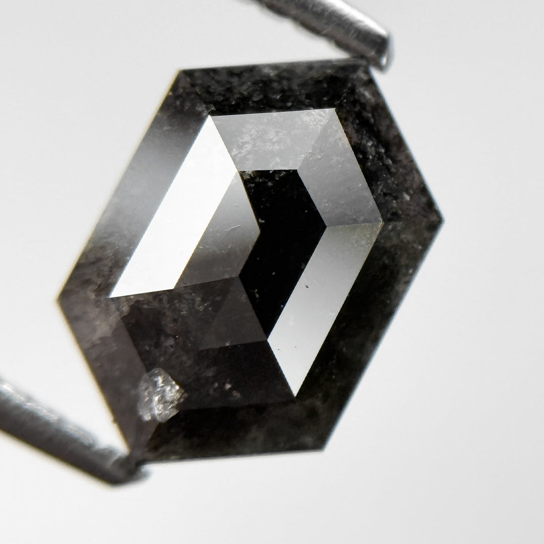 1.74 Ct Hexagon Rose Cut Grey Natural Salt and Pepper Diamond