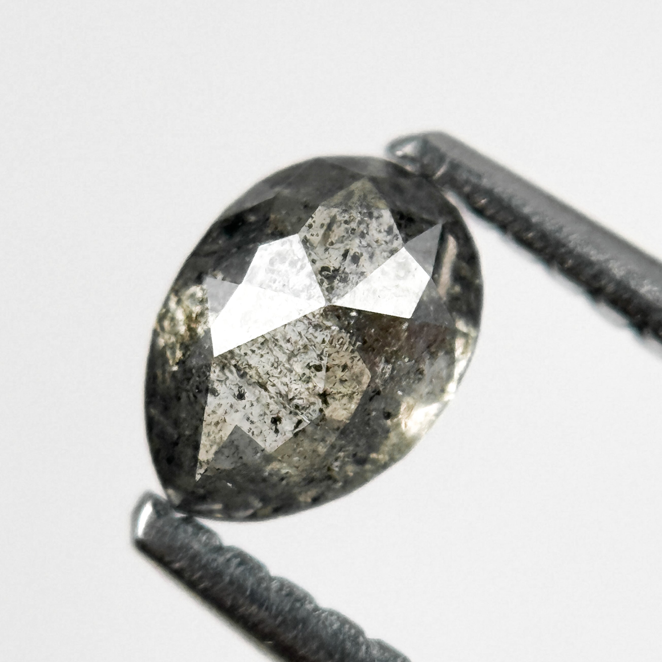 0.57 Ct Pear Rose Cut Grey Natural Galaxy Diamond