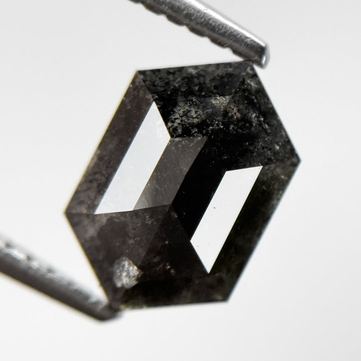 1.74 Ct Hexagon Rose Cut Grey Natural Salt and Pepper Diamond