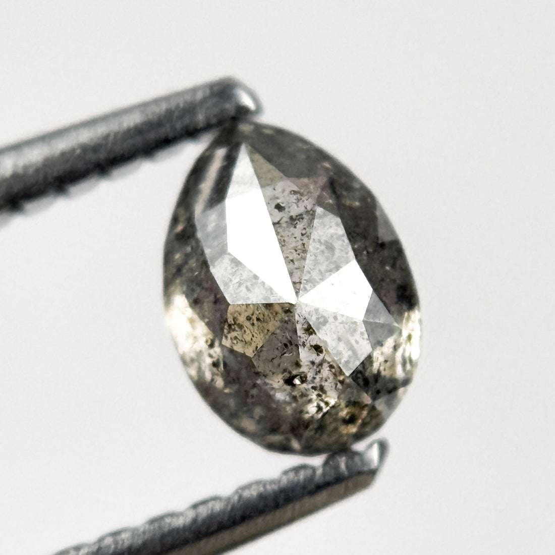 0.57 Ct Pear Rose Cut Grey Natural Galaxy Diamond