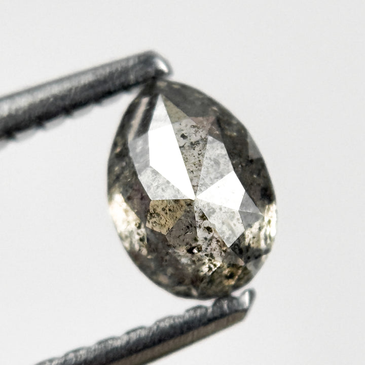 0.57 Ct Pear Rose Cut Grey Natural Galaxy Diamond