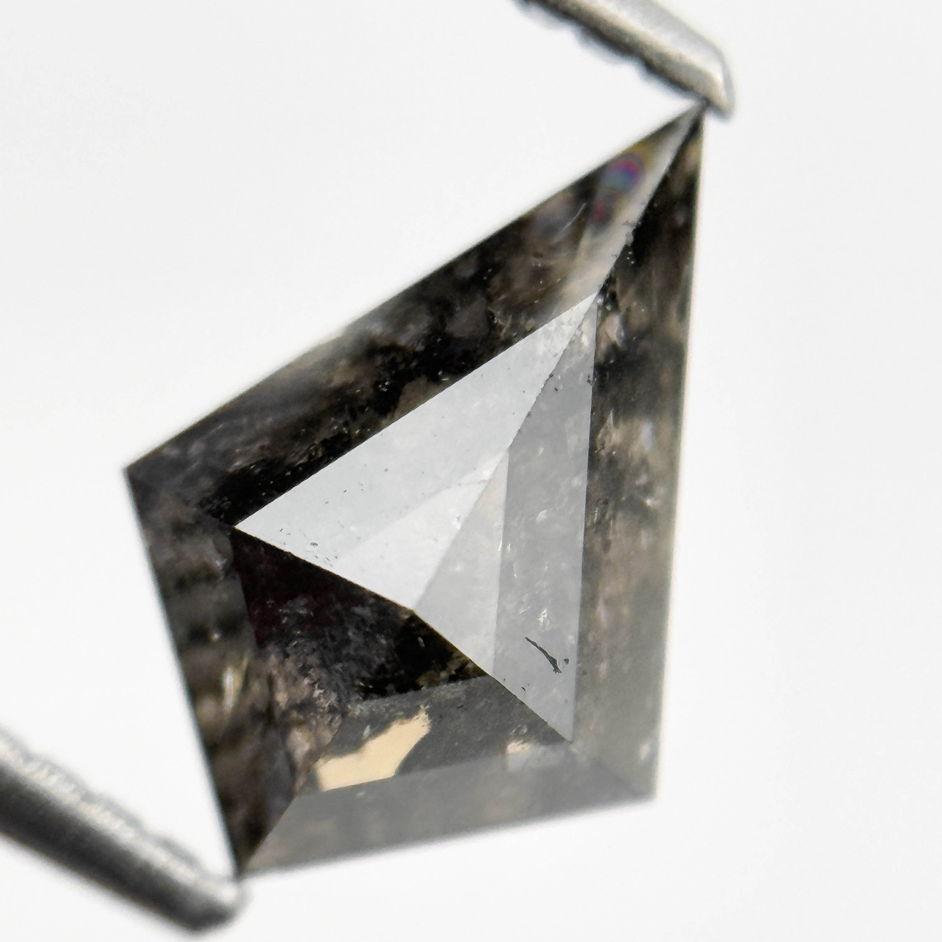 1.55 Ct Kite Rose Cut Grey Natural Salt and Pepper Diamond