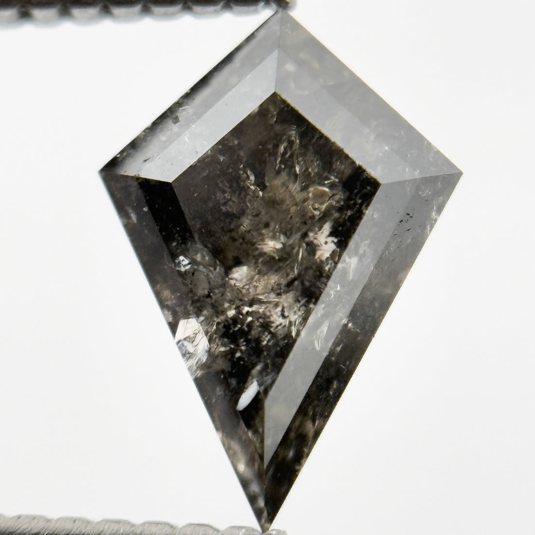 1.55 Ct Kite Rose Cut Grey Natural Salt and Pepper Diamond