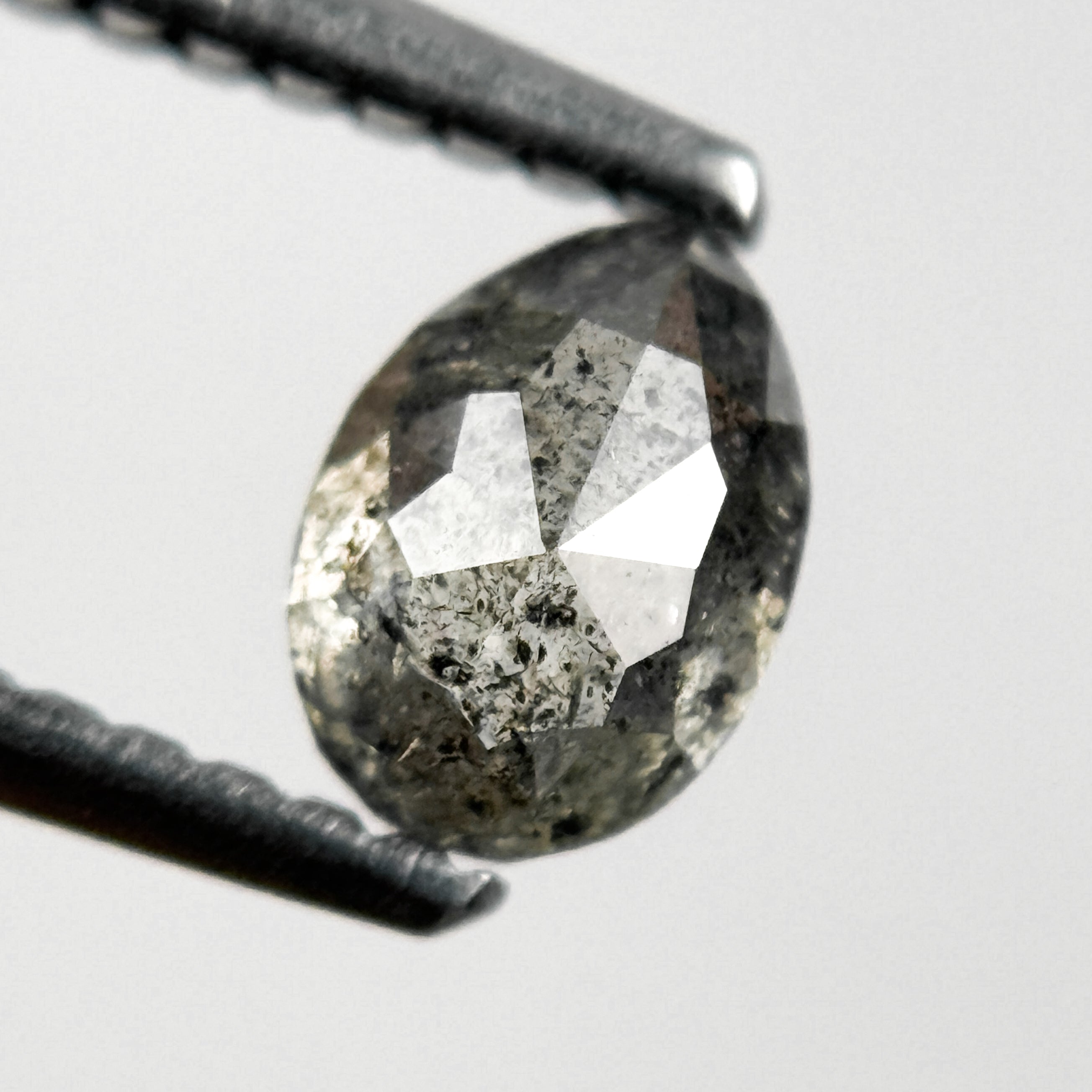 0.57 Ct Pear Rose Cut Grey Natural Galaxy Diamond