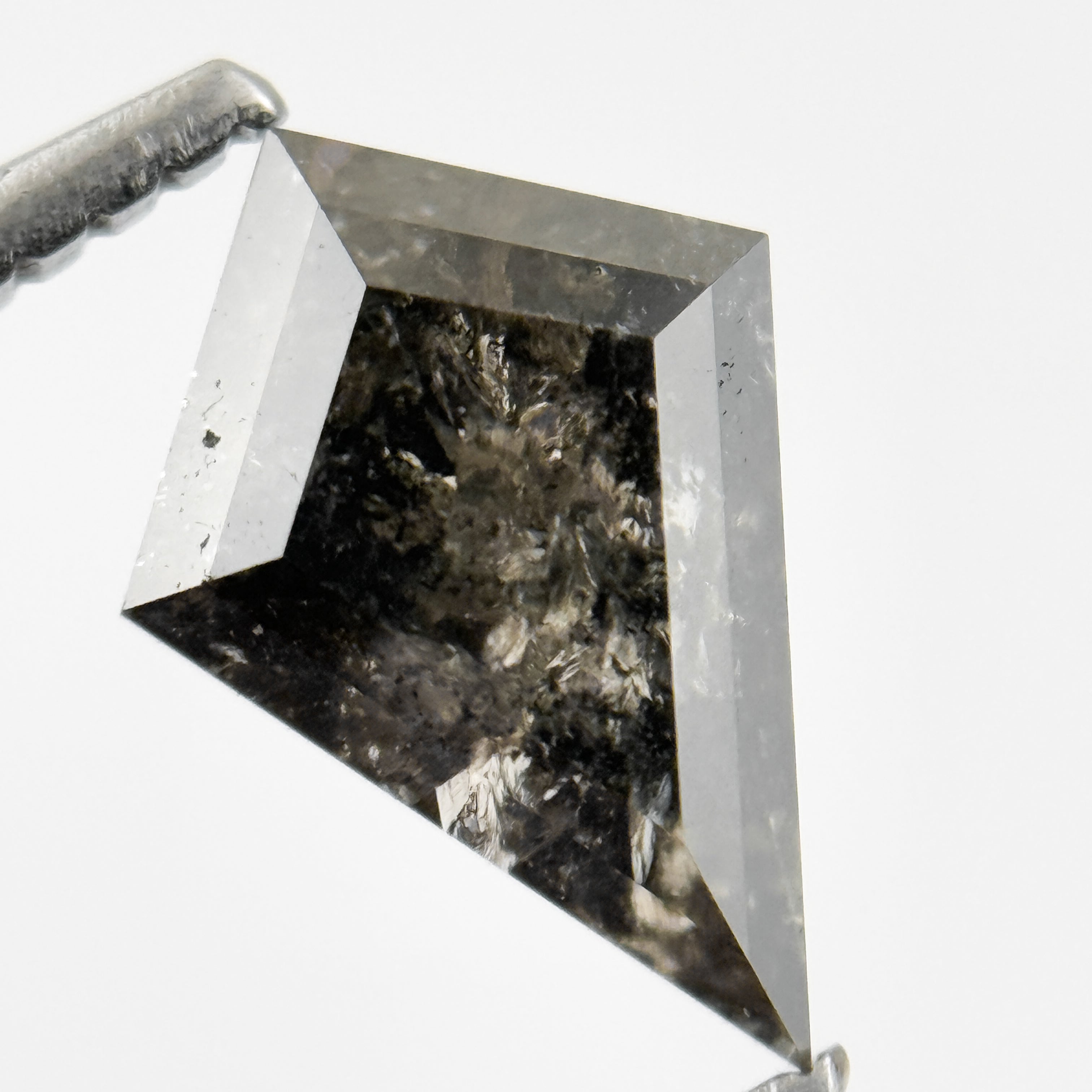 1.55 Ct Kite Rose Cut Grey Natural Salt and Pepper Diamond
