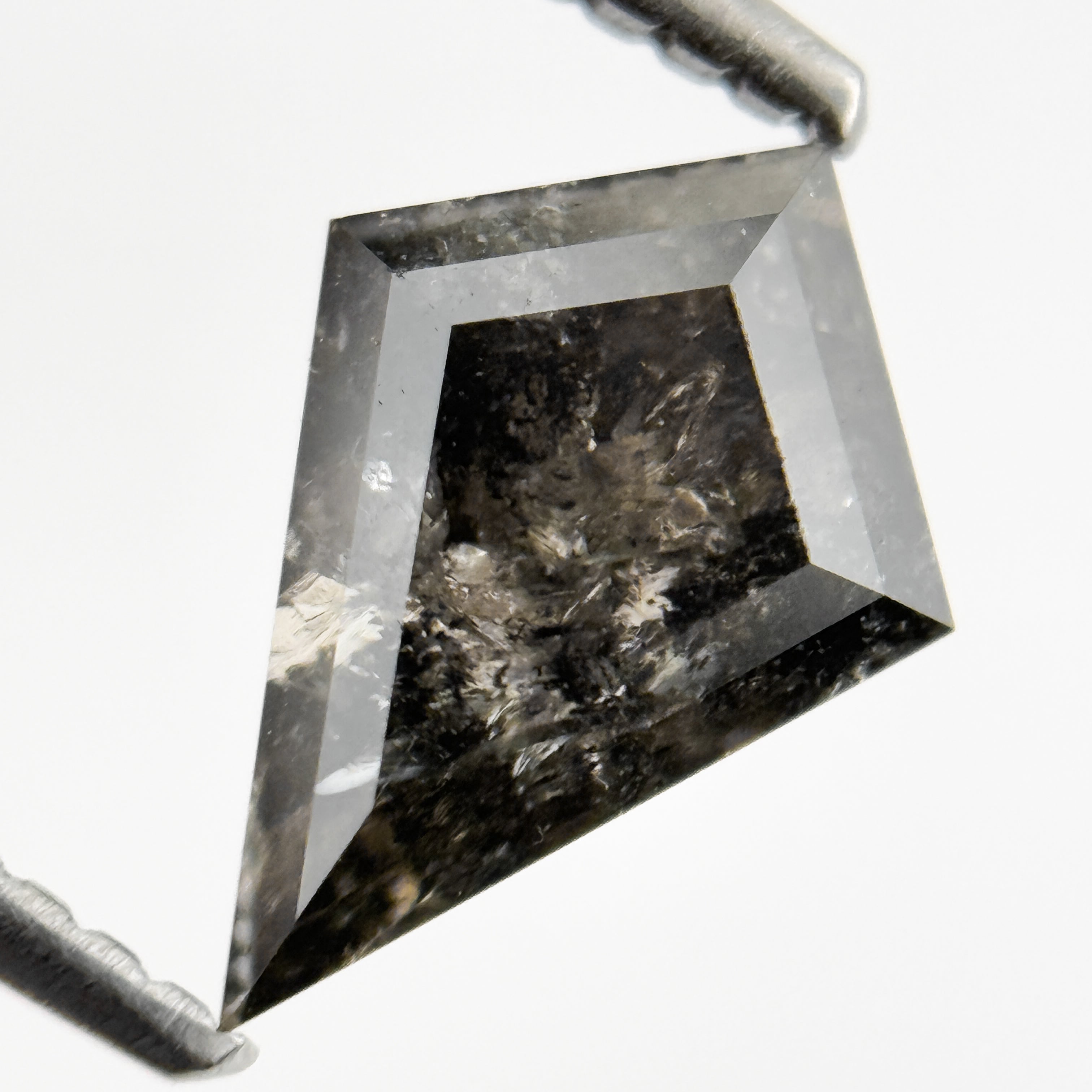 1.55 Ct Kite Rose Cut Grey Natural Salt and Pepper Diamond