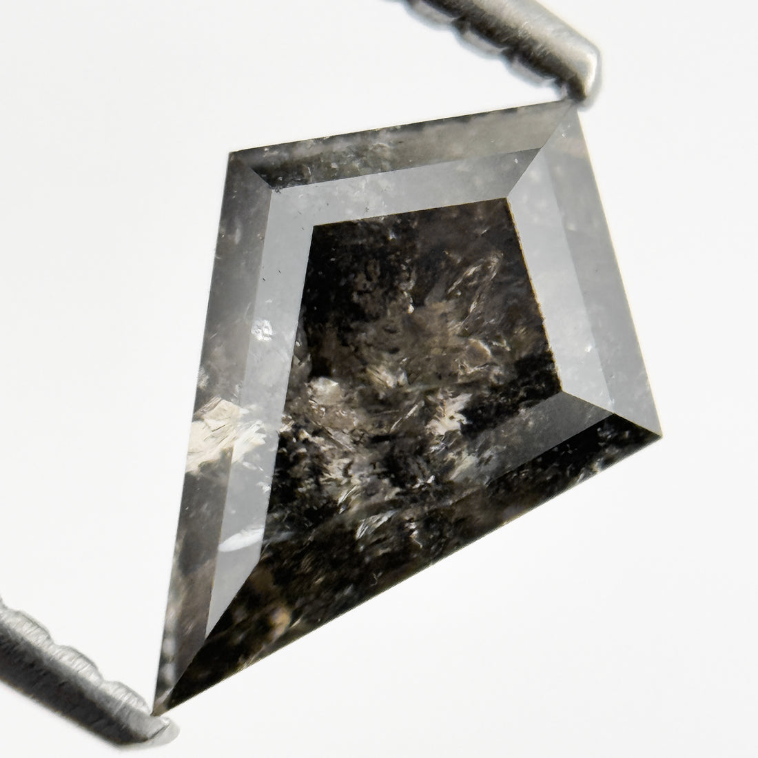 1.55 Ct Kite Rose Cut Grey Natural Salt and Pepper Diamond