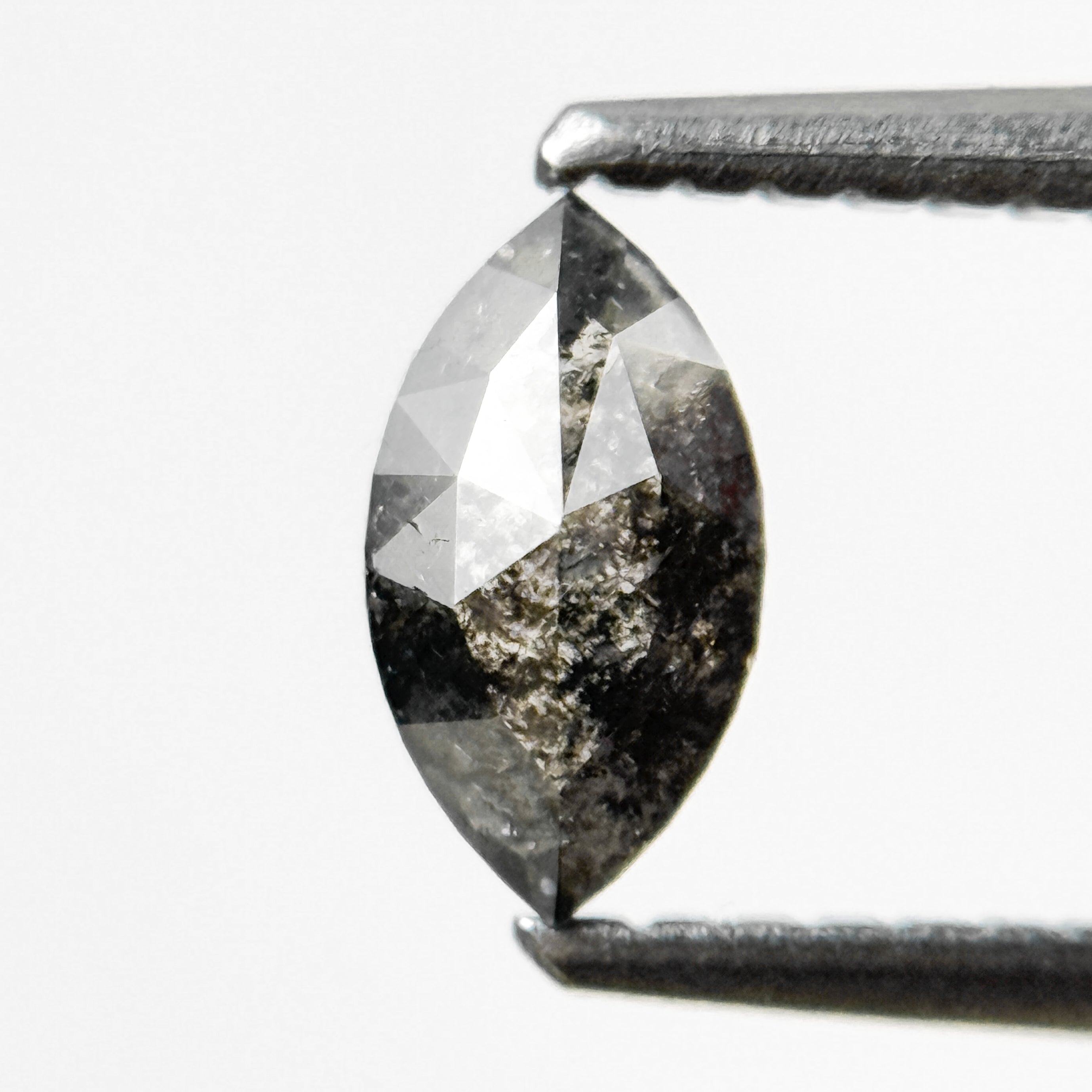 0.48 Ct Marquise Rose Cut Grey Natural Salt and Pepper Diamond