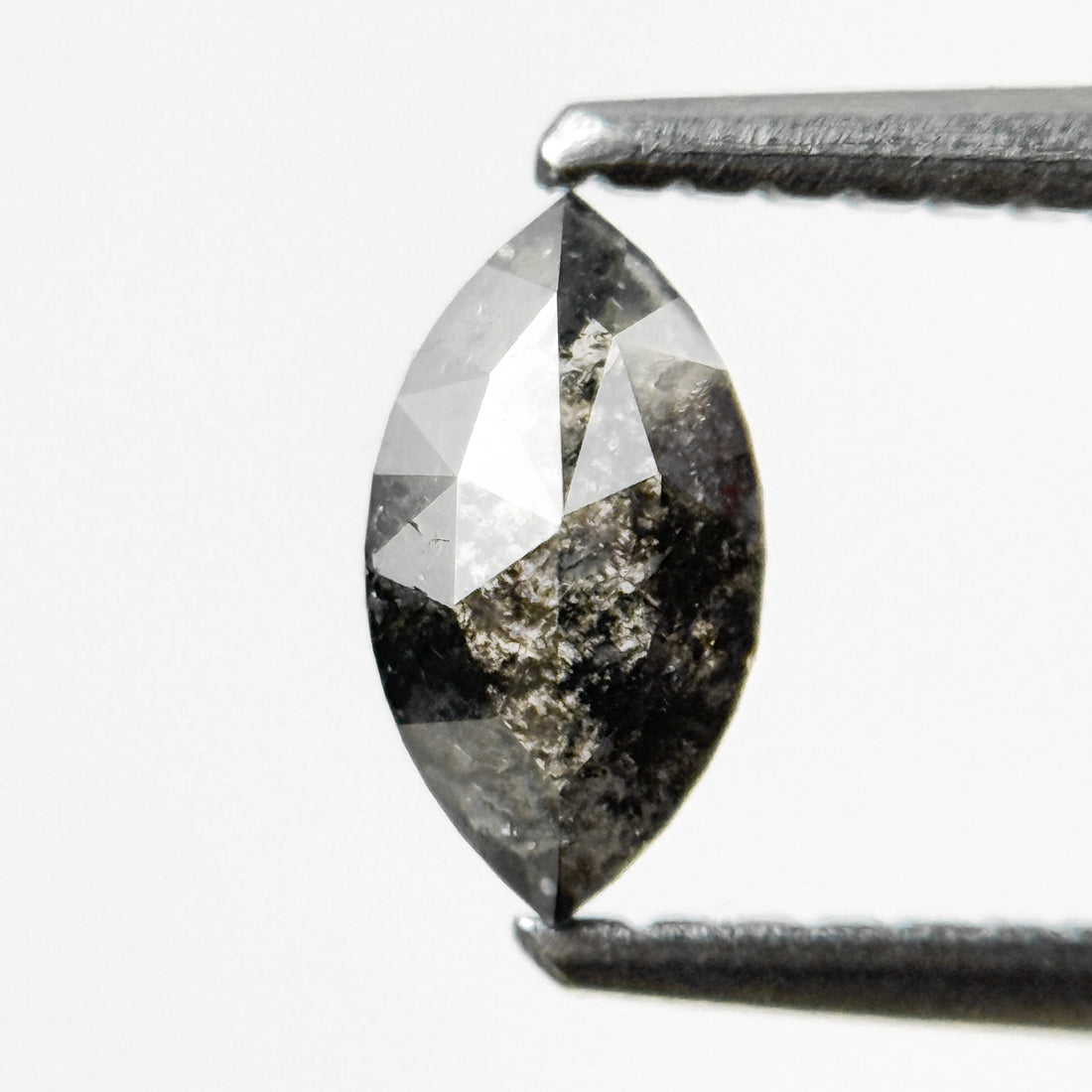 0.48 Ct Marquise Rose Cut Grey Natural Salt and Pepper Diamond