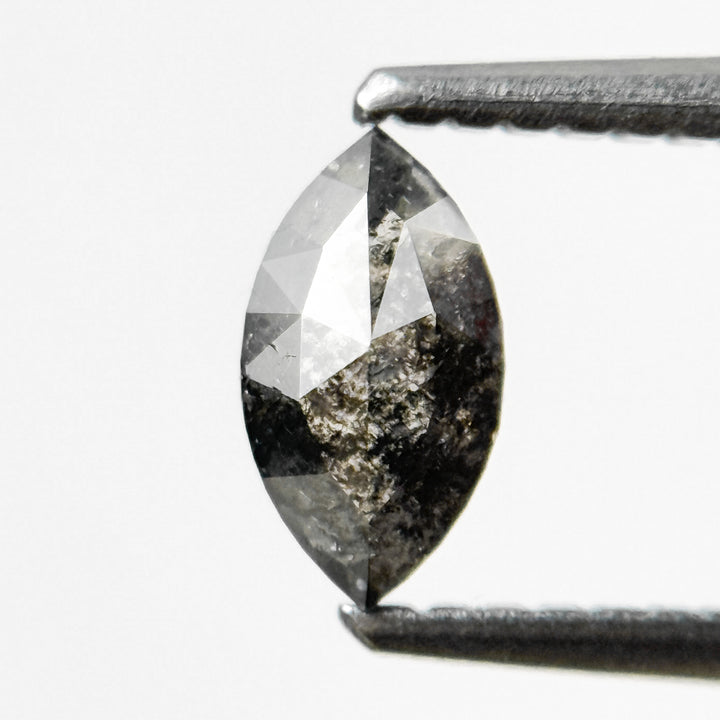 0.48 Ct Marquise Rose Cut Grey Natural Salt and Pepper Diamond