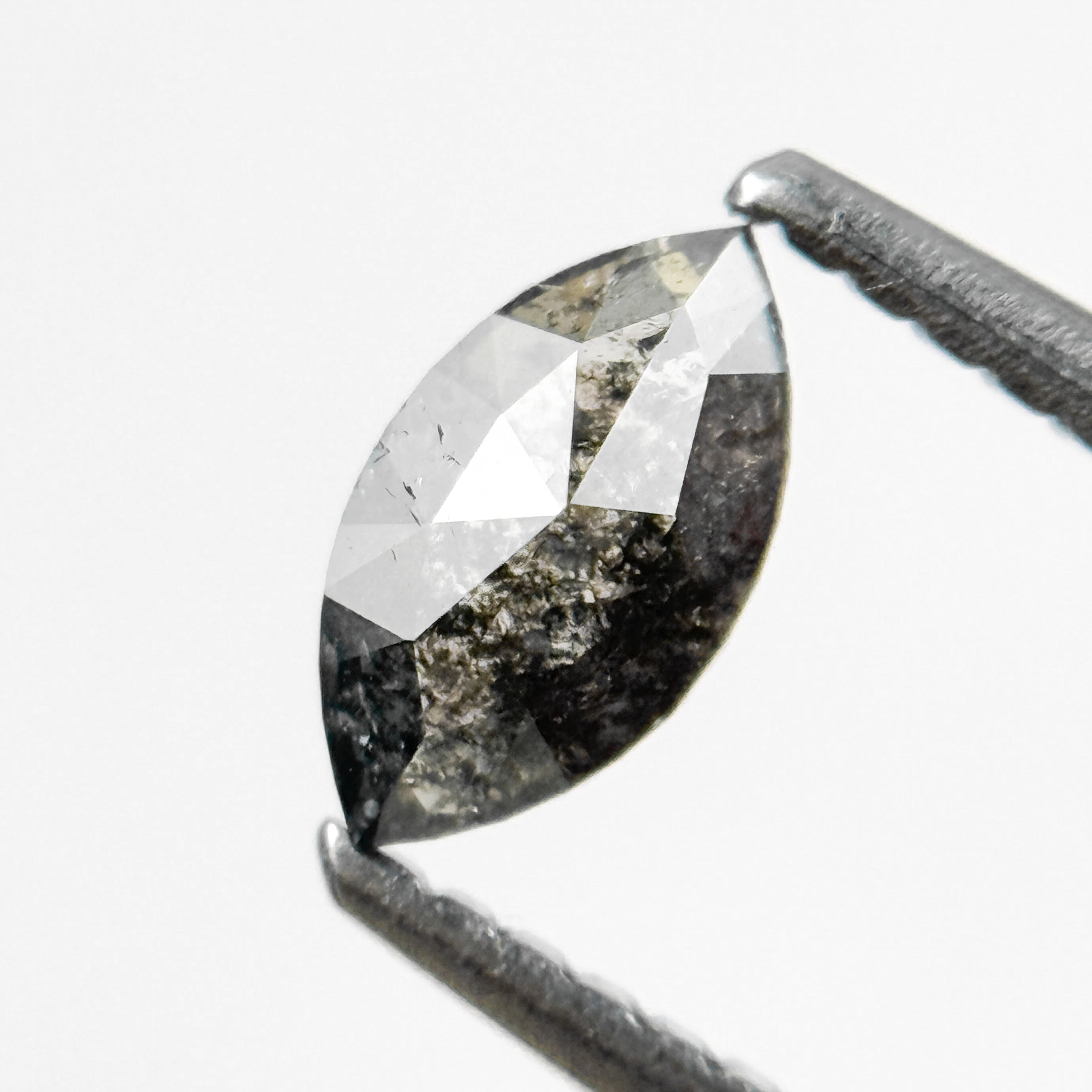 0.48 Ct Marquise Rose Cut Grey Natural Salt and Pepper Diamond