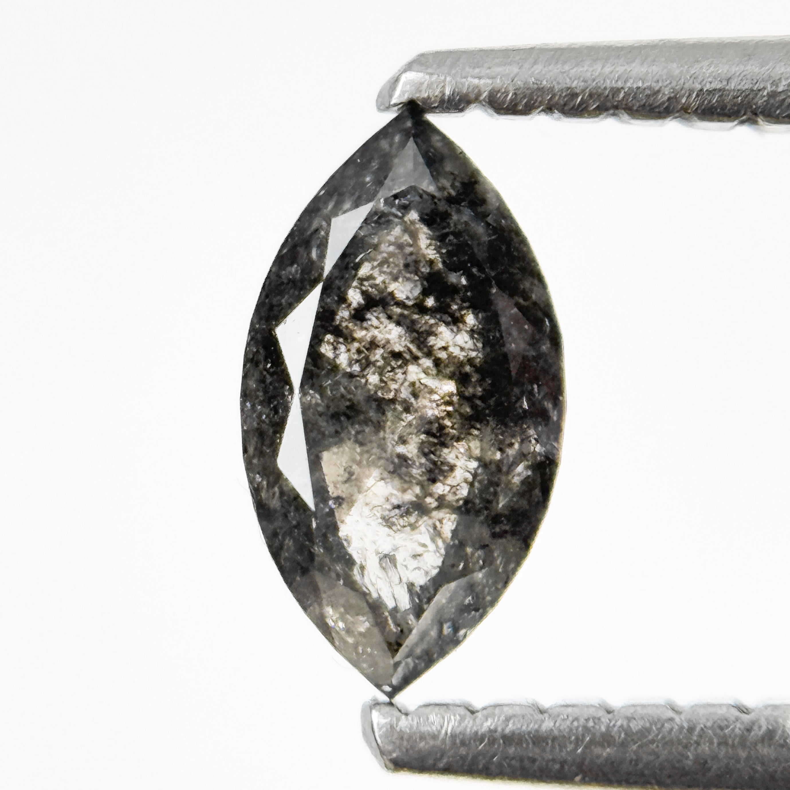 0.48 Ct Marquise Rose Cut Grey Natural Salt and Pepper Diamond