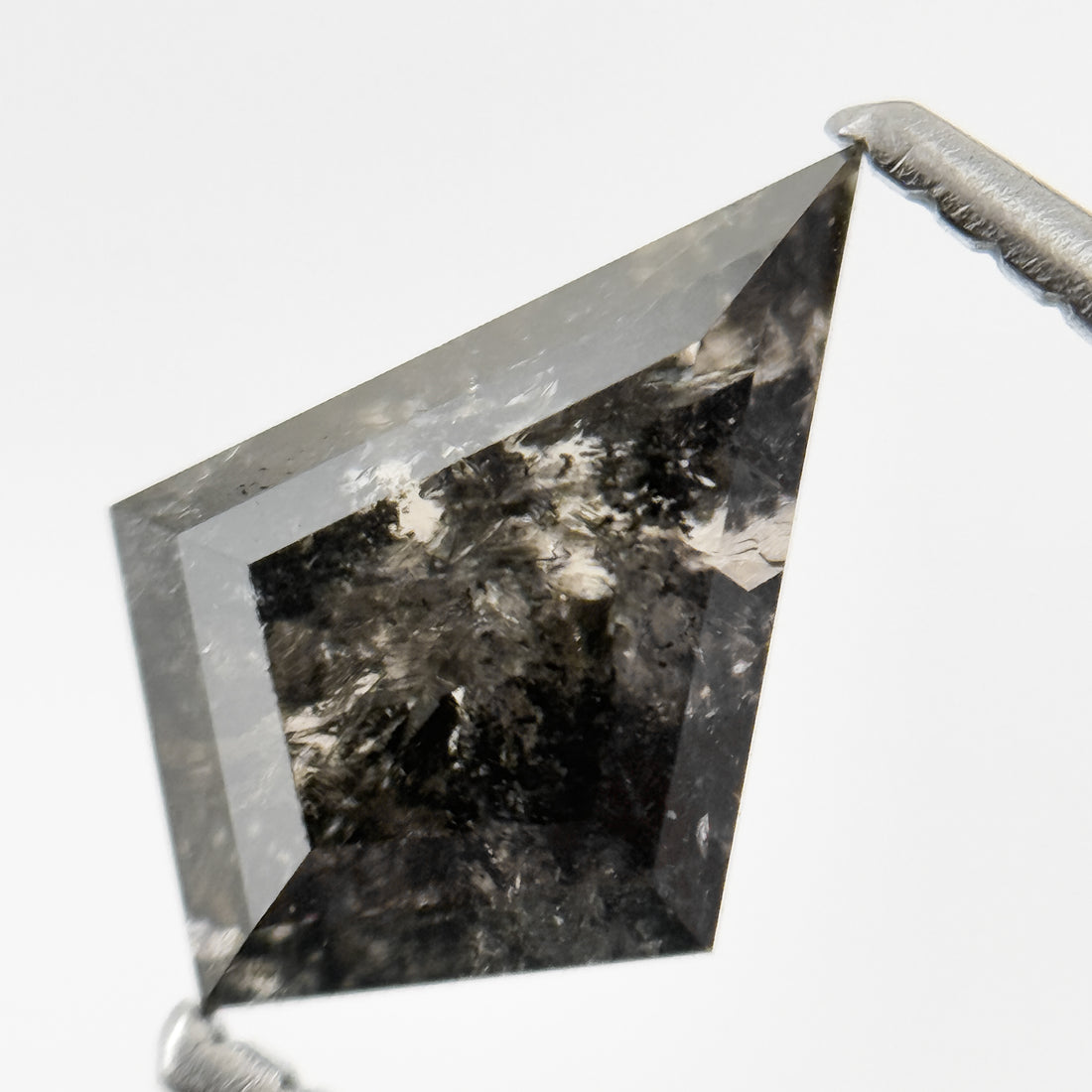 1.55 Ct Kite Rose Cut Grey Natural Salt and Pepper Diamond
