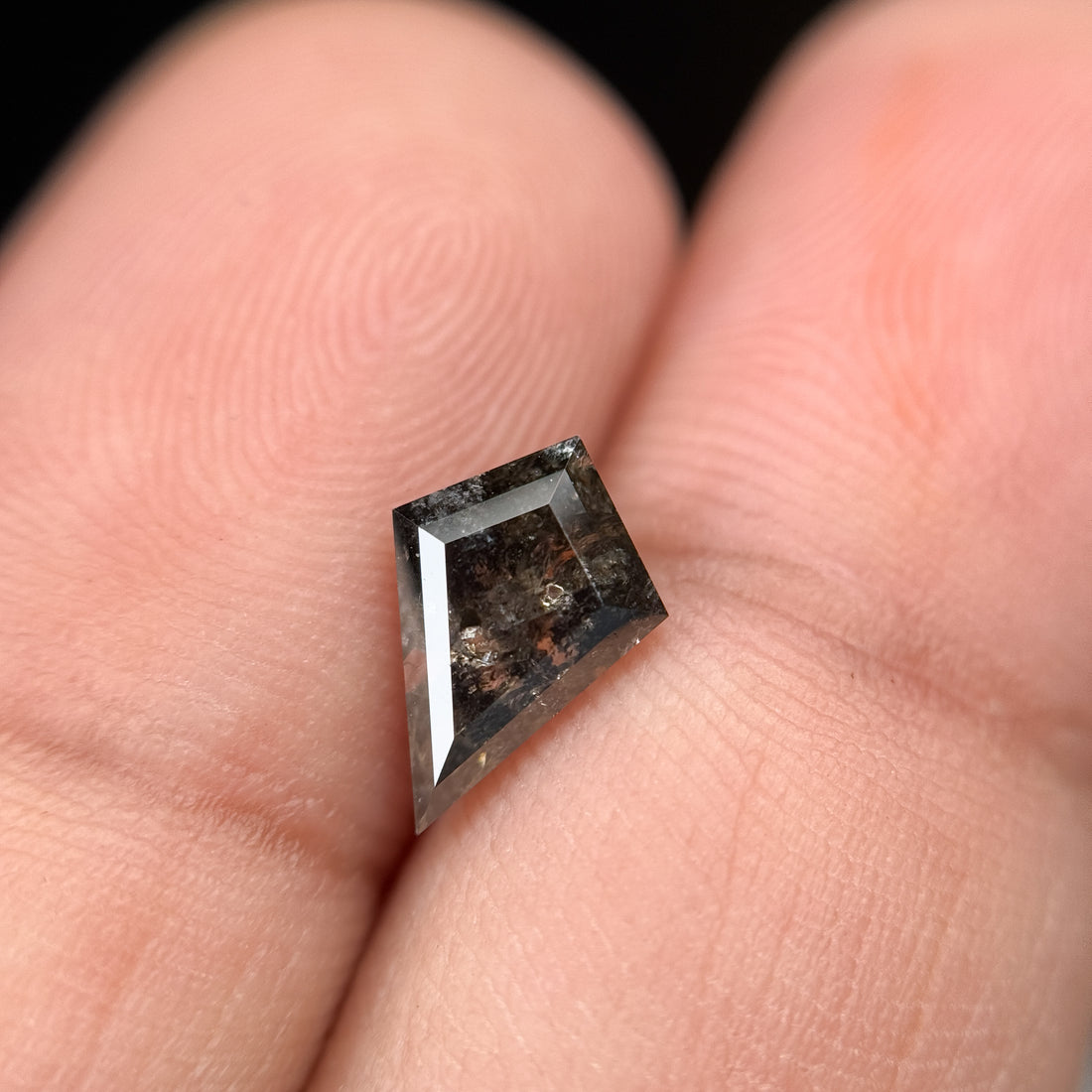 1.55 Ct Kite Rose Cut Grey Natural Salt and Pepper Diamond