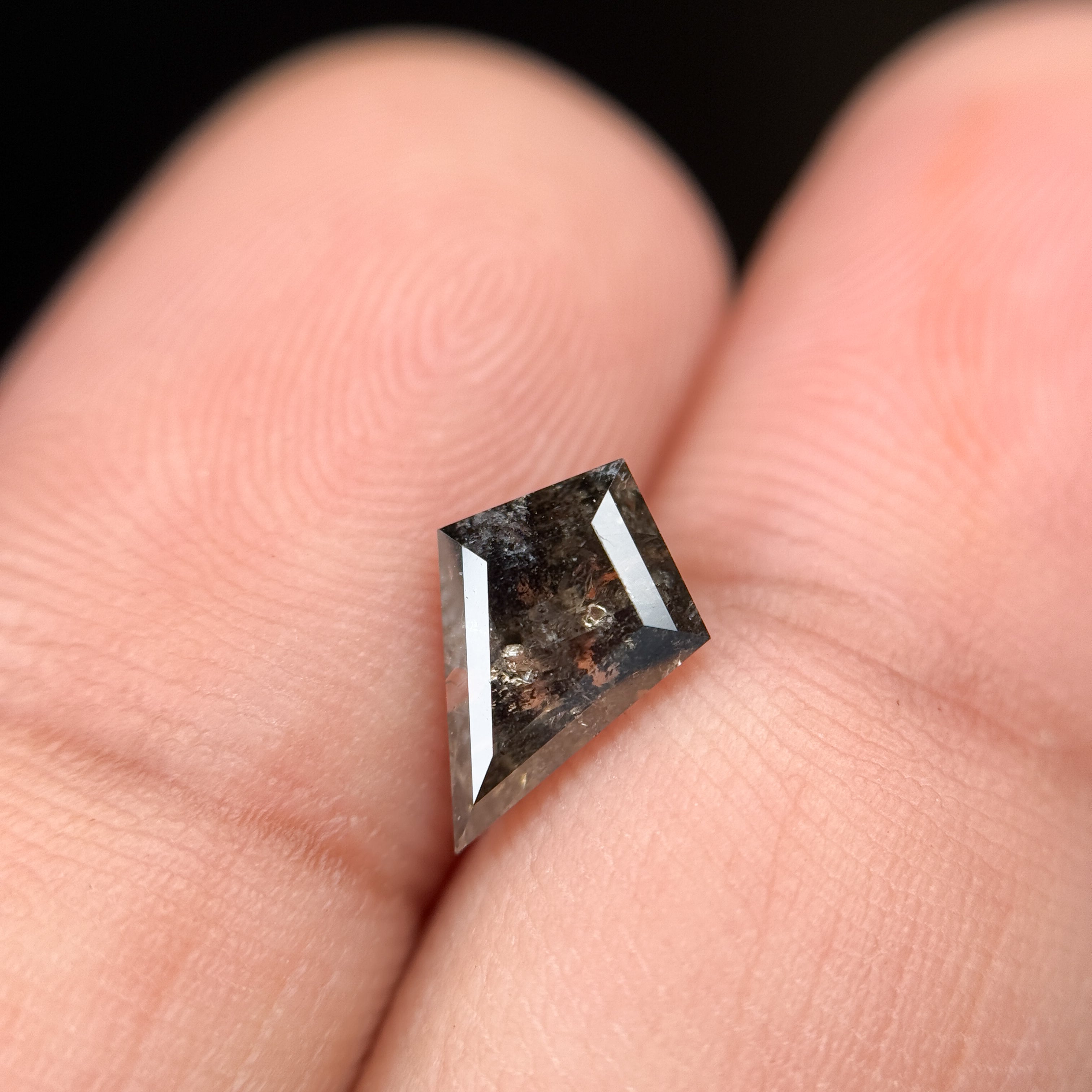 1.55 Ct Kite Rose Cut Grey Natural Salt and Pepper Diamond