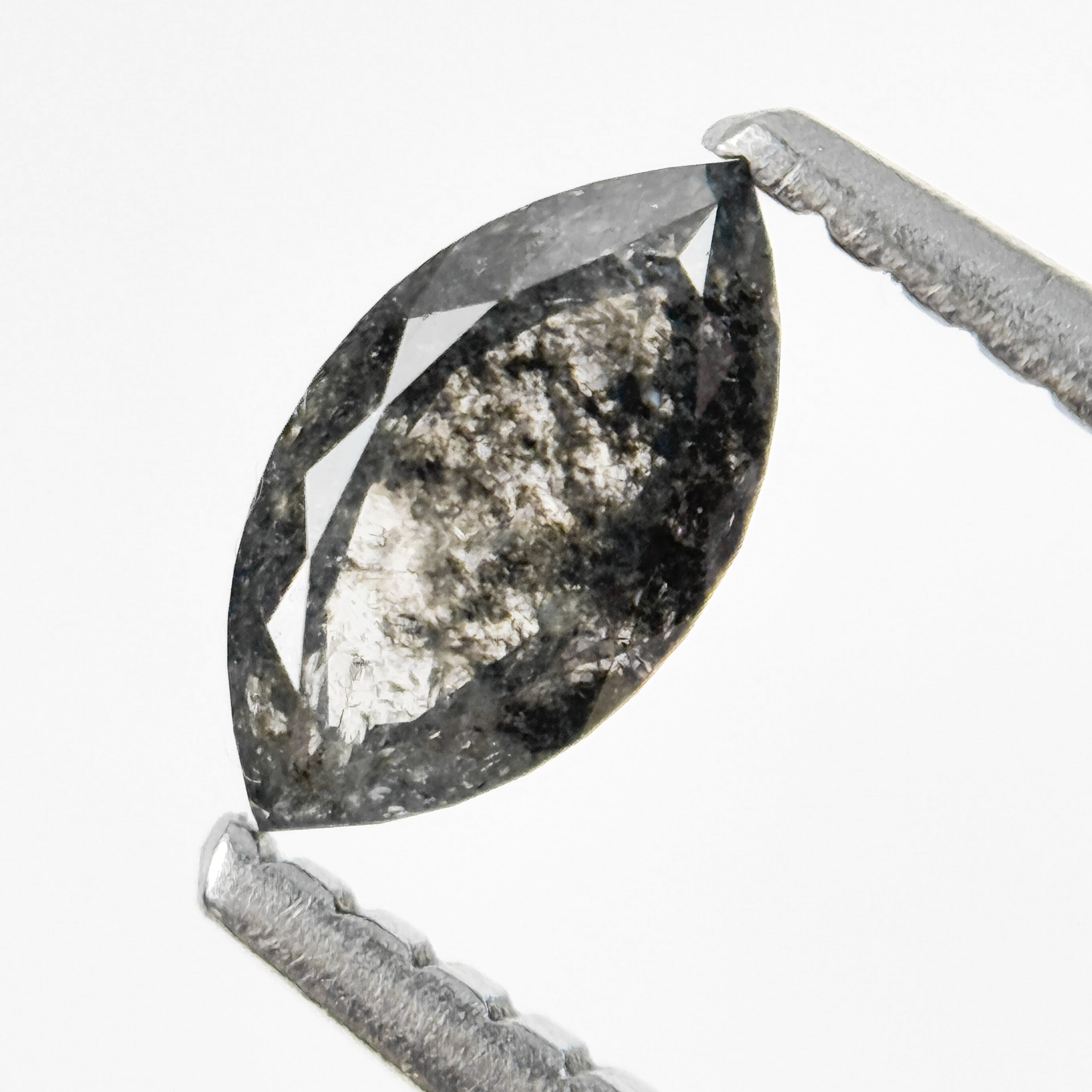 0.48 Ct Marquise Rose Cut Grey Natural Salt and Pepper Diamond