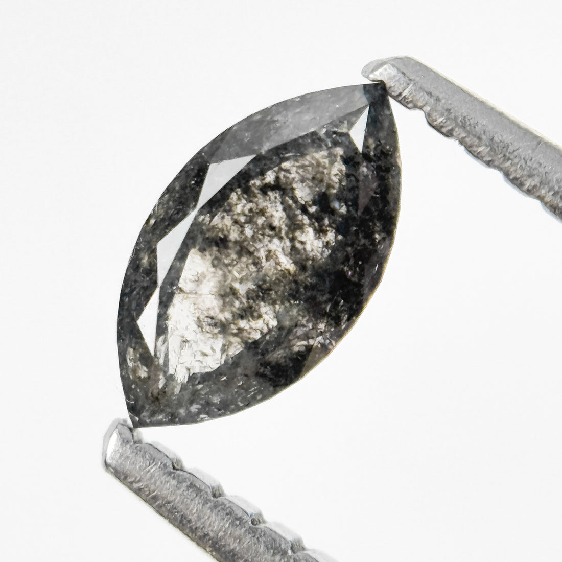 0.48 Ct Marquise Rose Cut Grey Natural Salt and Pepper Diamond