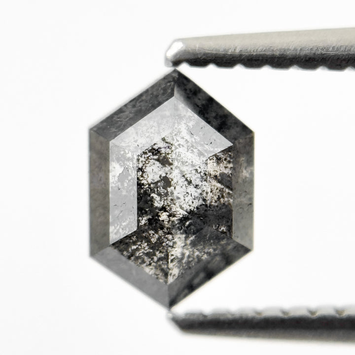 1.00 Ct Hexagon Rose Cut Grey Natural Salt and Pepper Diamond