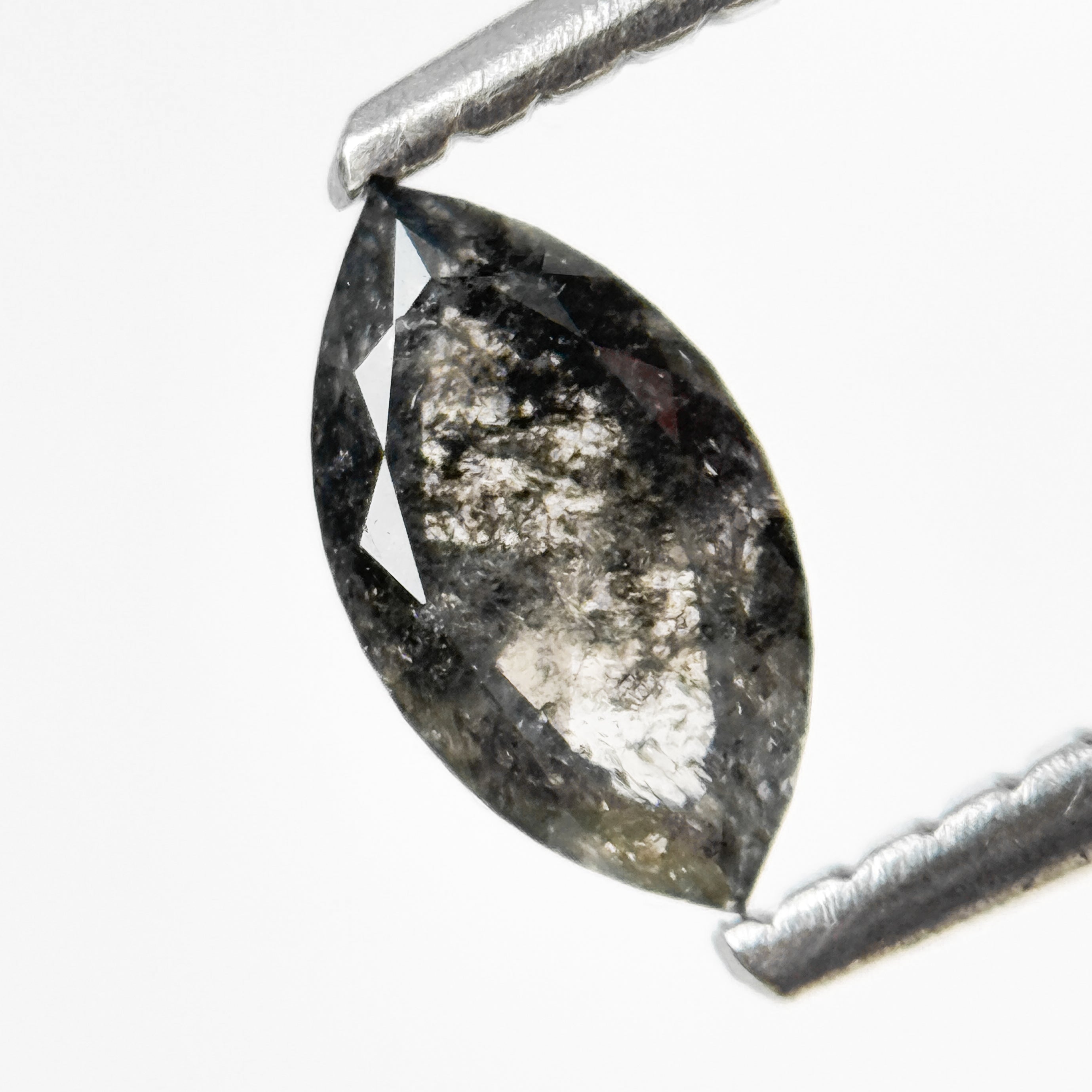 0.48 Ct Marquise Rose Cut Grey Natural Salt and Pepper Diamond