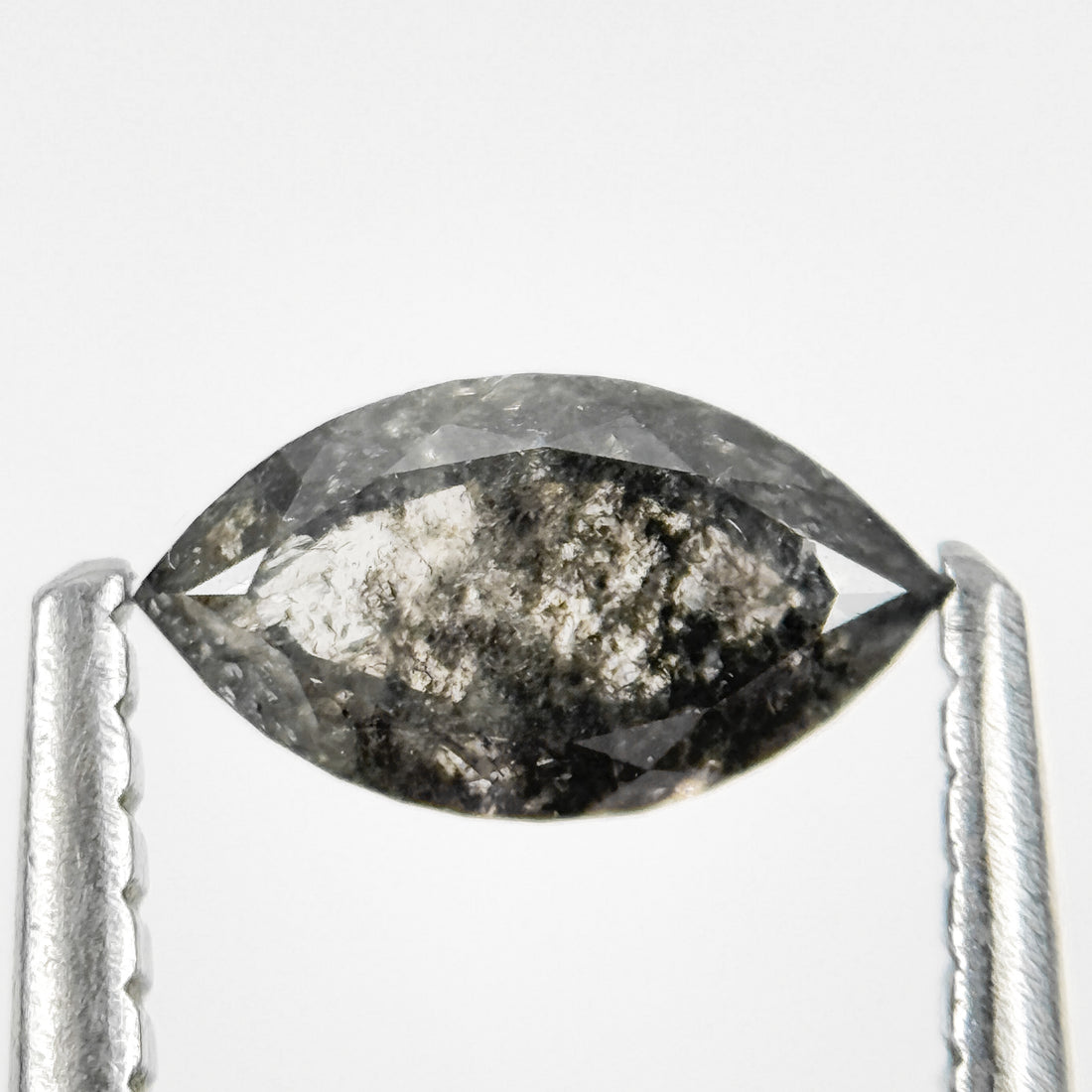 0.48 Ct Marquise Rose Cut Grey Natural Salt and Pepper Diamond