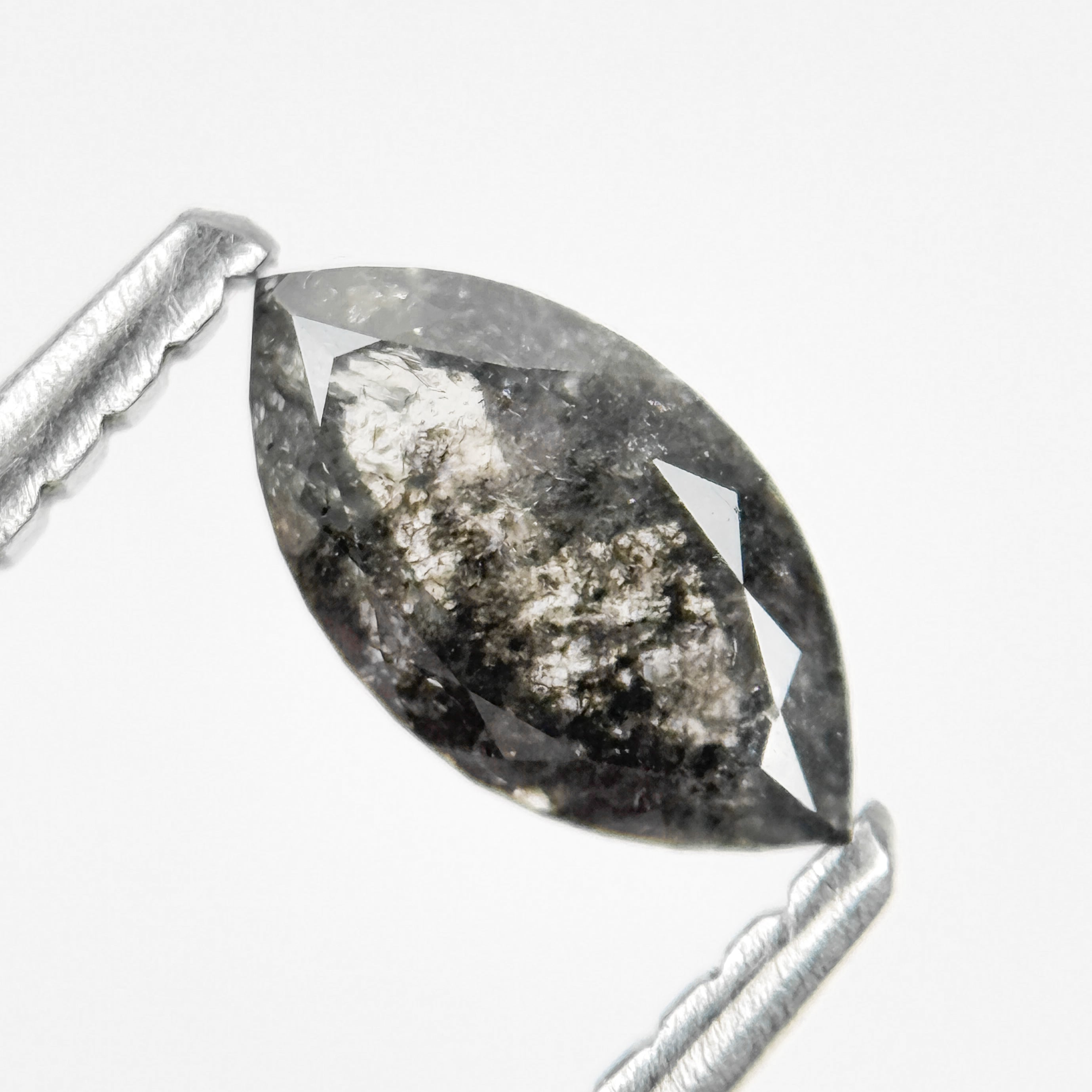 0.48 Ct Marquise Rose Cut Grey Natural Salt and Pepper Diamond