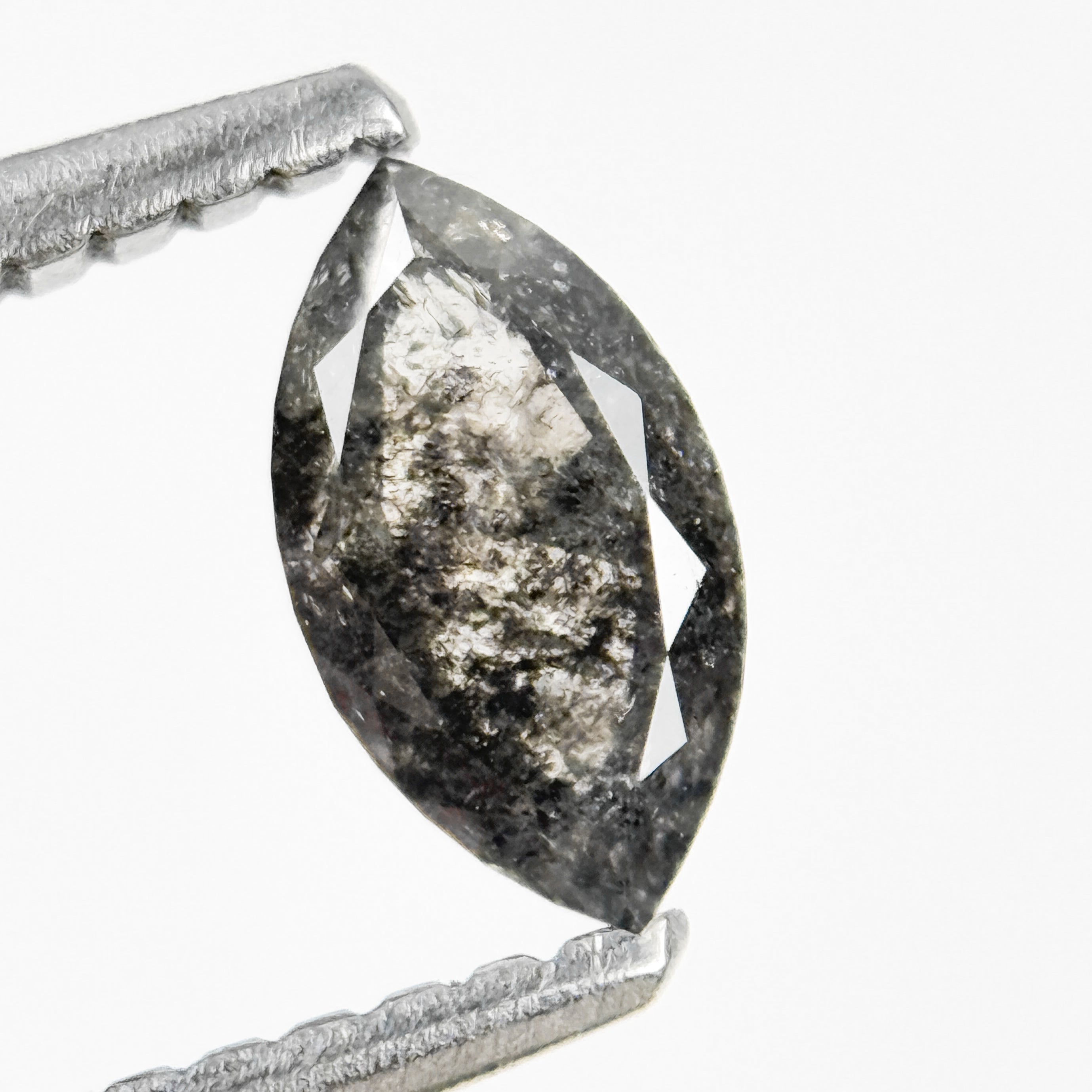 0.48 Ct Marquise Rose Cut Grey Natural Salt and Pepper Diamond