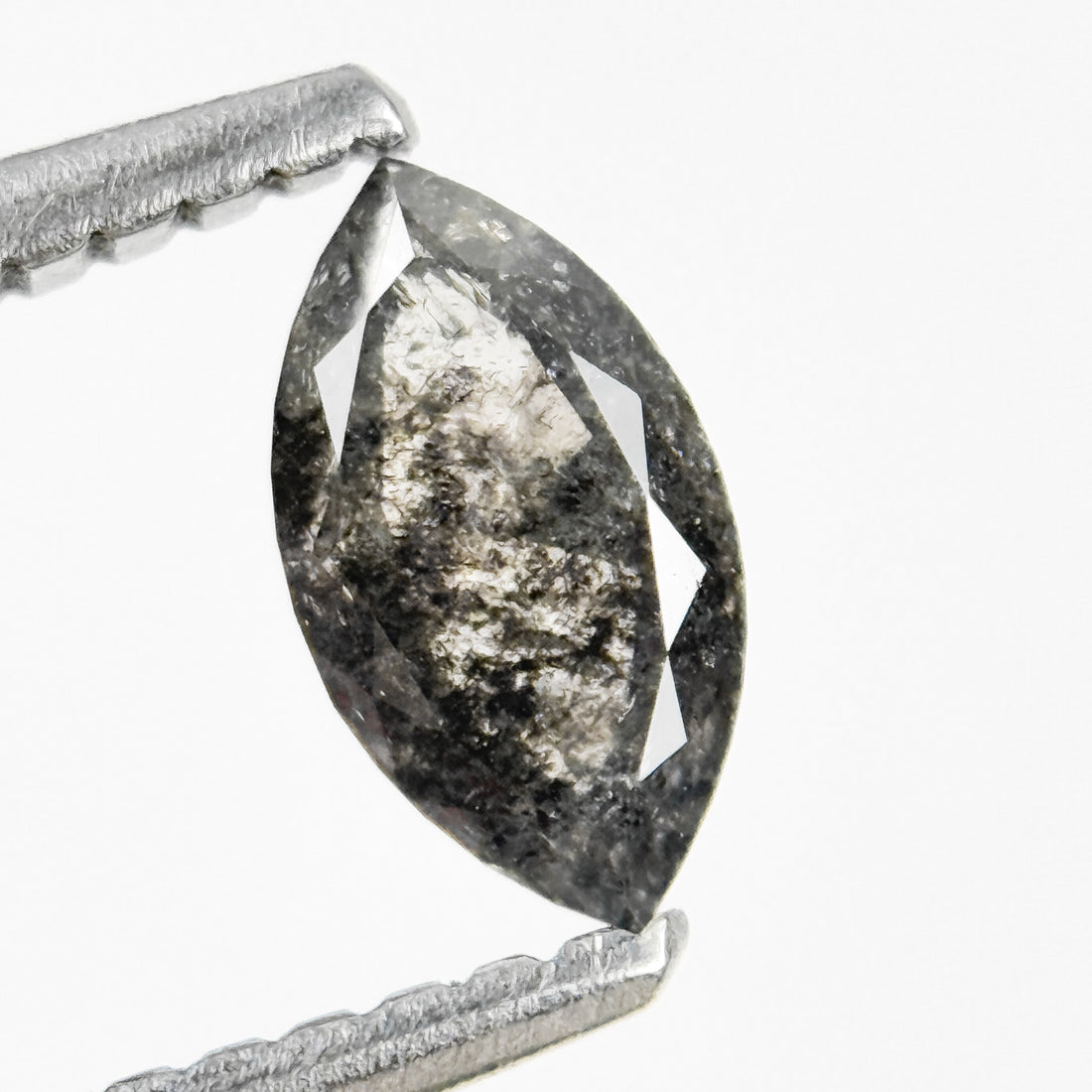 0.48 Ct Marquise Rose Cut Grey Natural Salt and Pepper Diamond