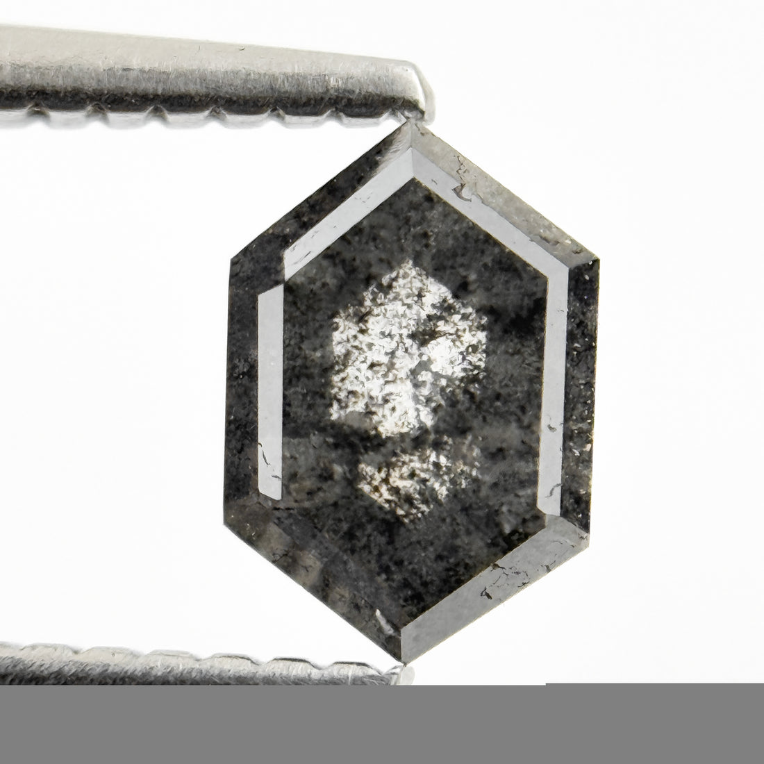 1.00 Ct Hexagon Rose Cut Grey Natural Salt and Pepper Diamond