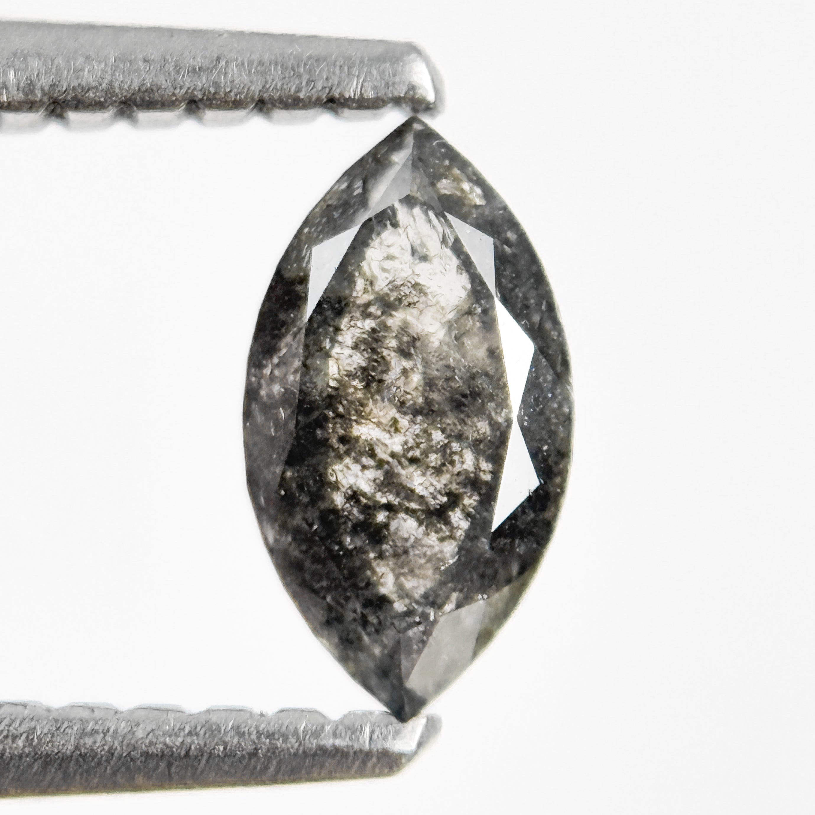 0.48 Ct Marquise Rose Cut Grey Natural Salt and Pepper Diamond