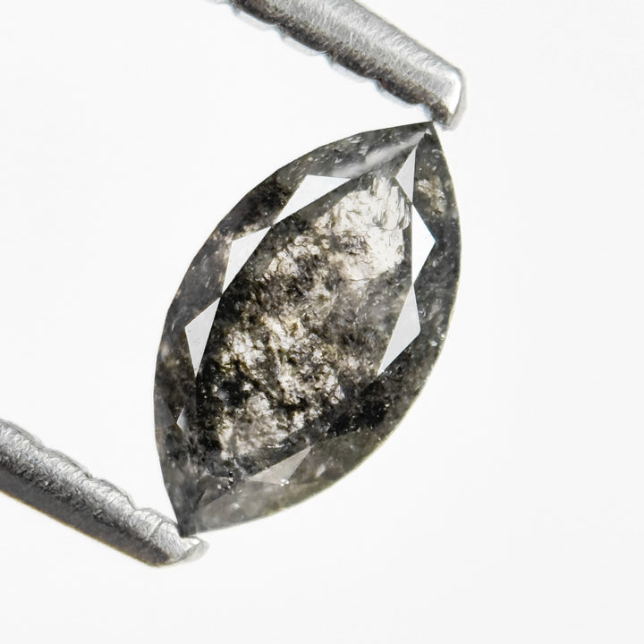 0.48 Ct Marquise Rose Cut Grey Natural Salt and Pepper Diamond