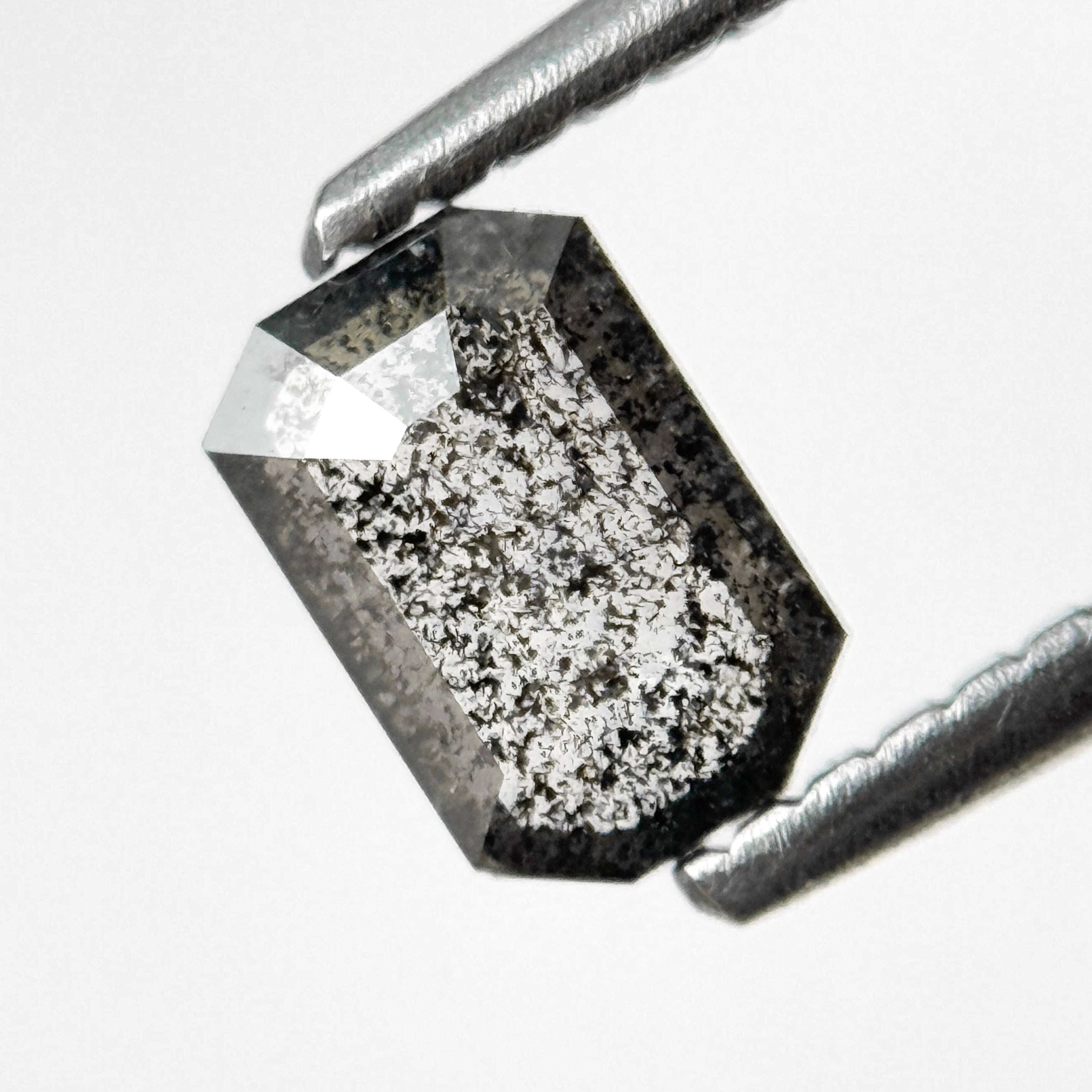 0.53 Ct Emerald Rose Cut Grey Natural Salt and Pepper Diamond