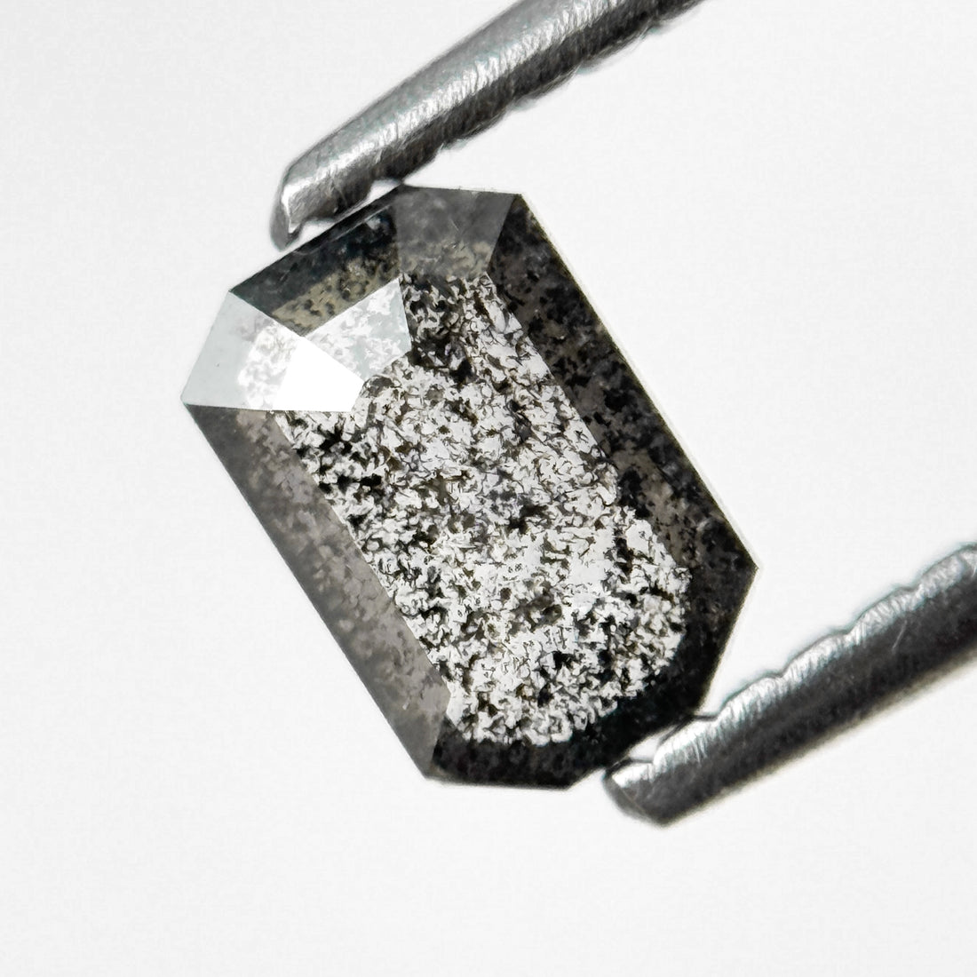 0.53 Ct Emerald Rose Cut Grey Natural Salt and Pepper Diamond