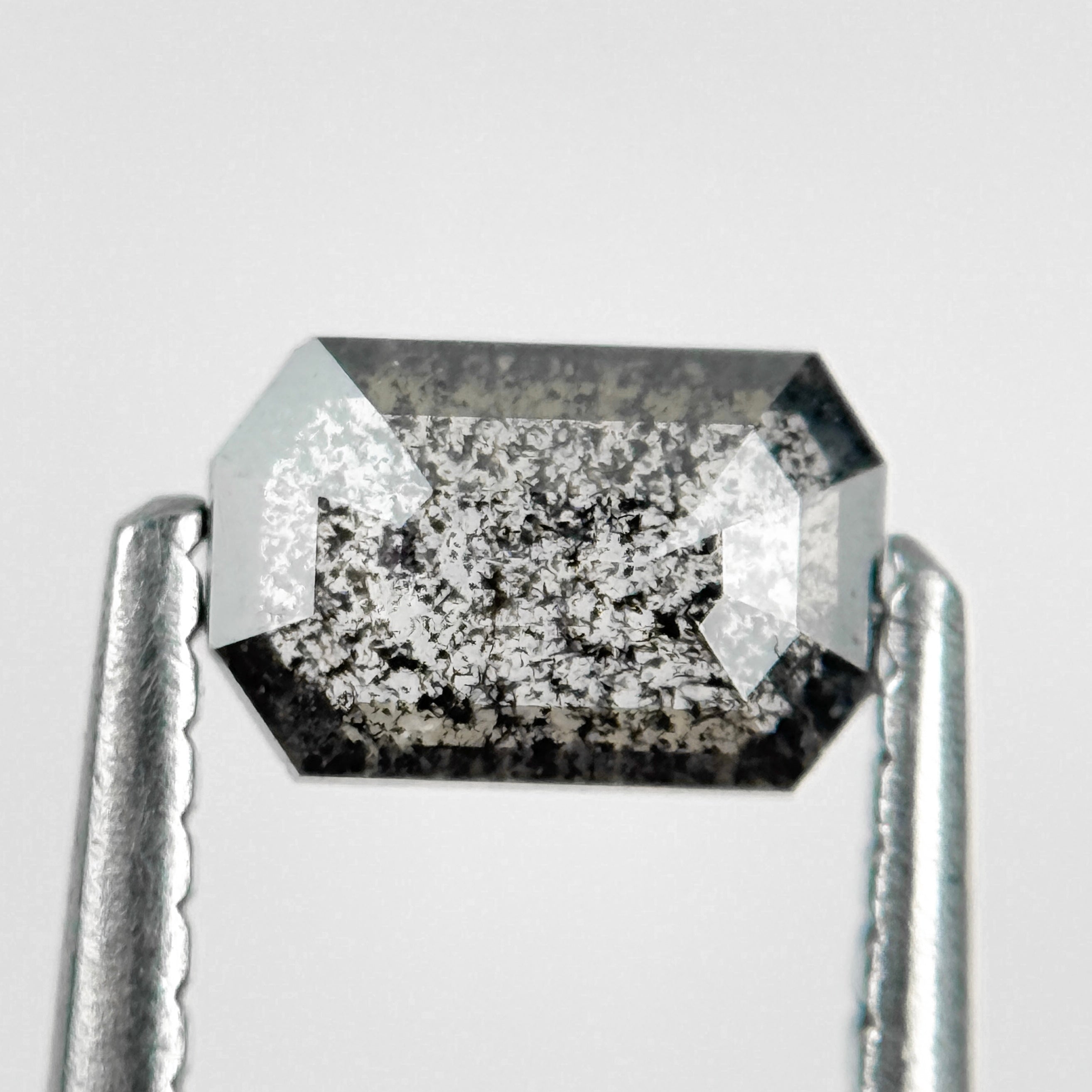 0.53 Ct Emerald Rose Cut Grey Natural Salt and Pepper Diamond