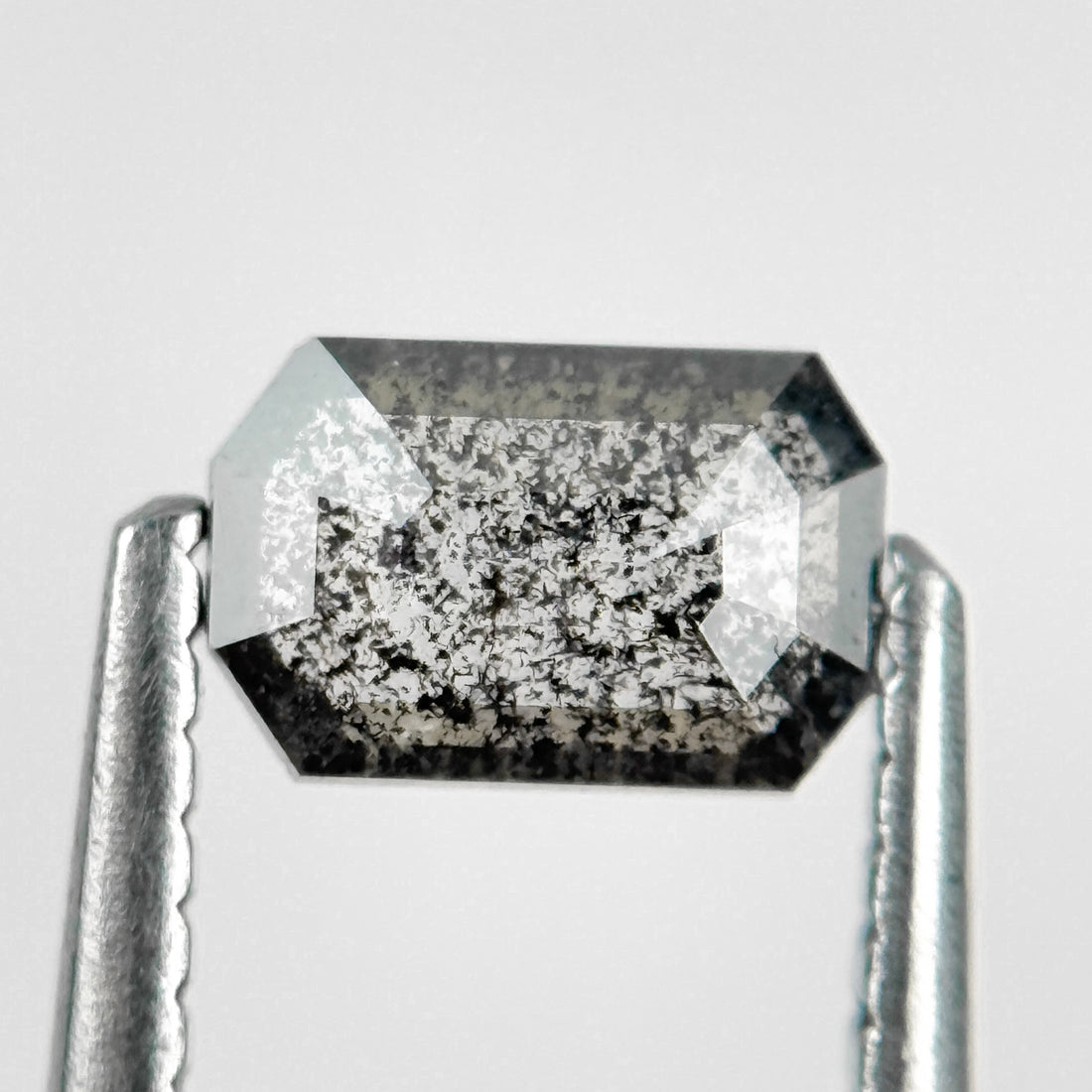 0.53 Ct Emerald Rose Cut Grey Natural Salt and Pepper Diamond